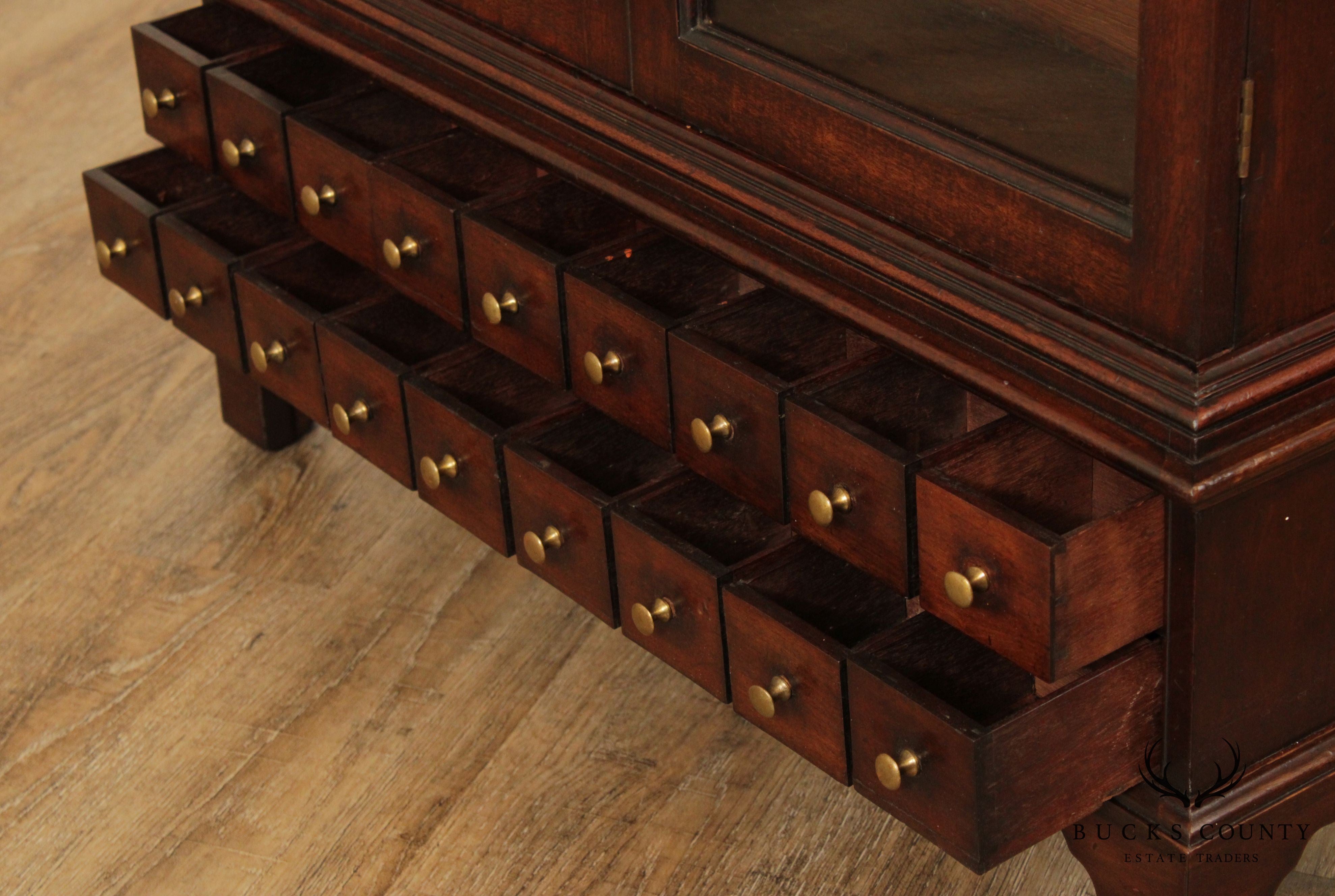 Antique English Mahogany 2 Piece Apothecary Cabinet