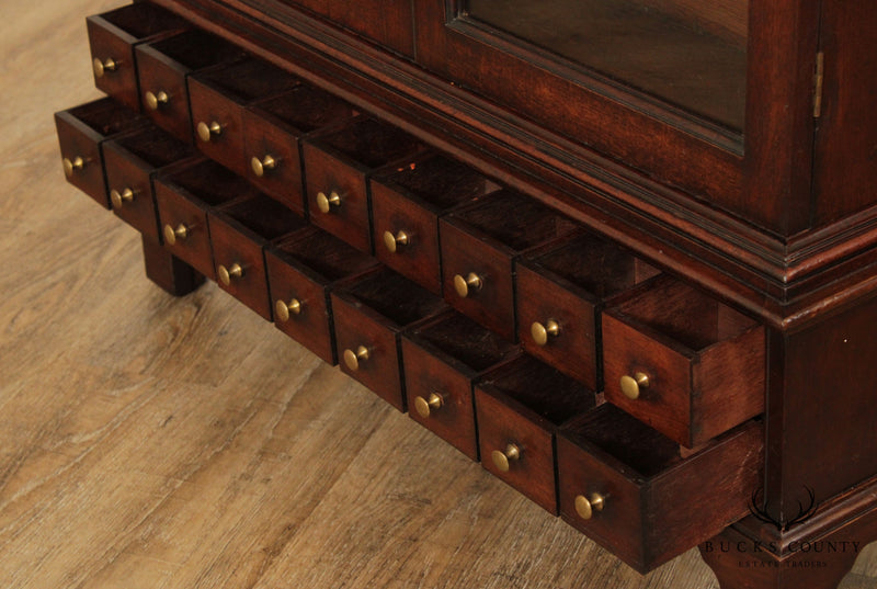 Antique English Mahogany 2 Piece Apothecary Cabinet