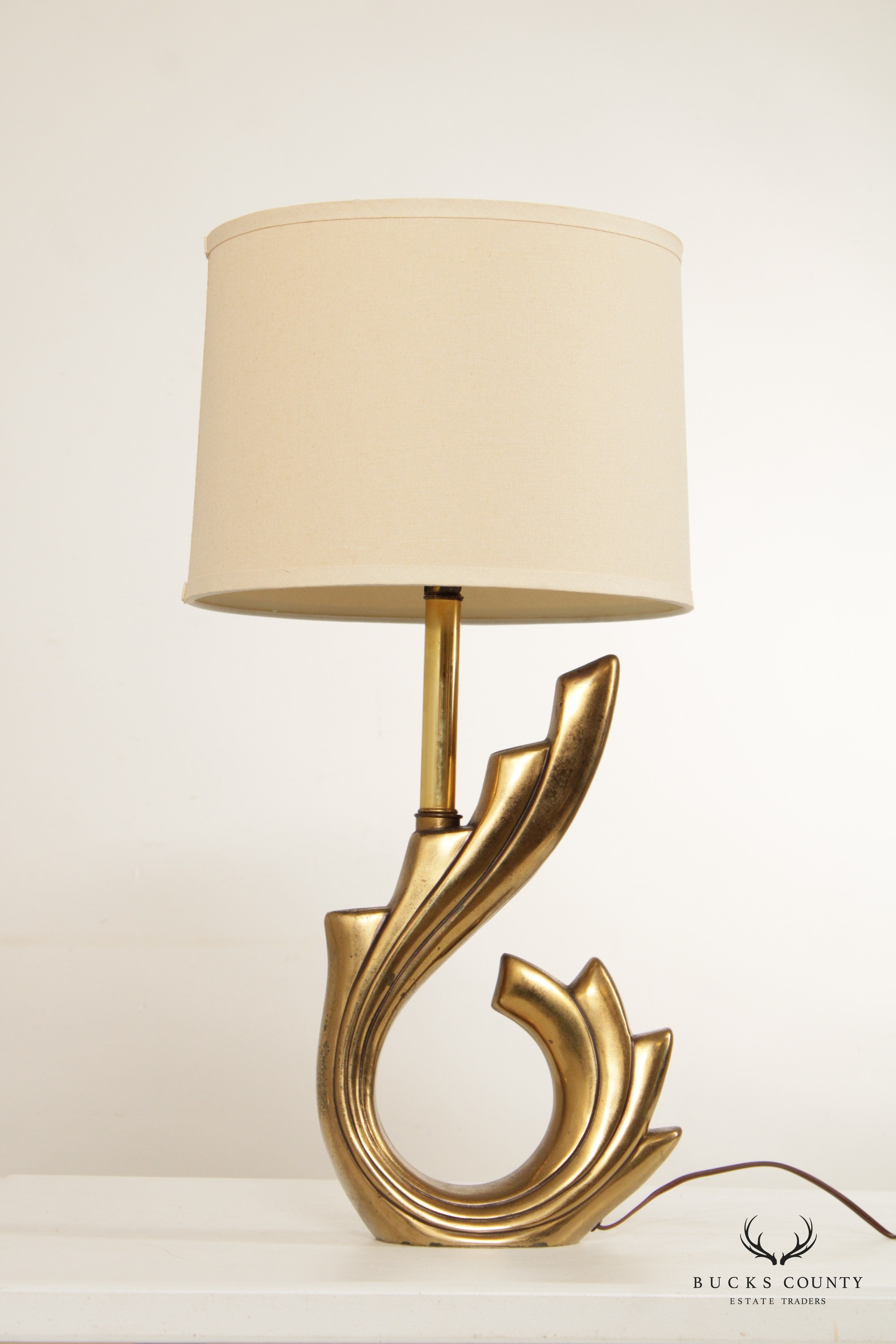 Pierre Cardin Style Pair Modernist Brass Table Lamps