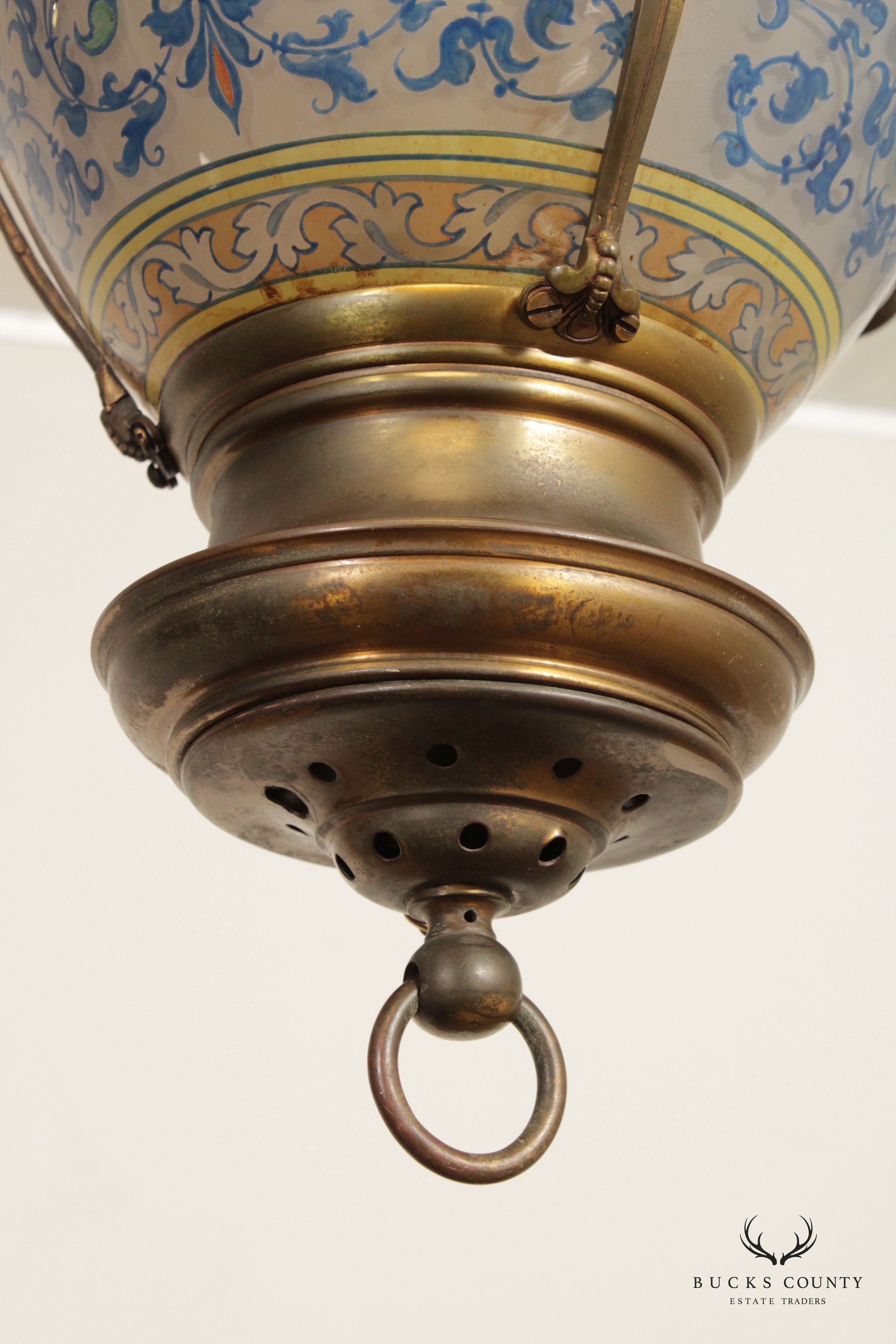 Antique Victorian Hand-Painted Hanging Globe Light