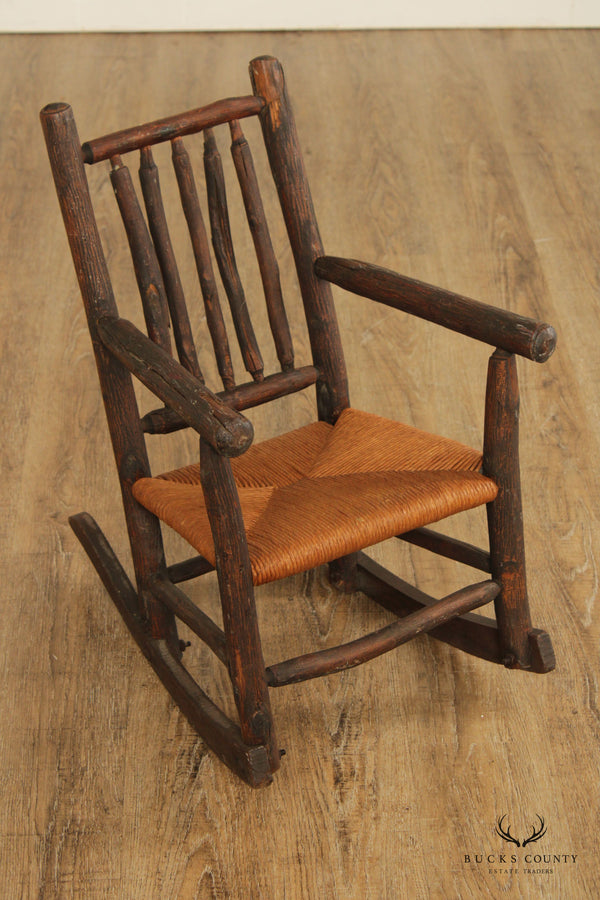 Antique Adirondack Rustic Style Children's Rocking Chair