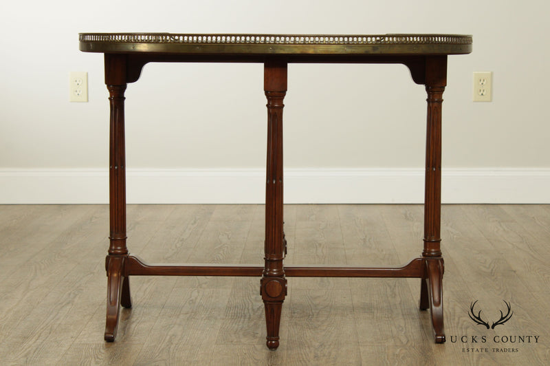 French Louis XVI Style Oval Walnut Bouillotte Table