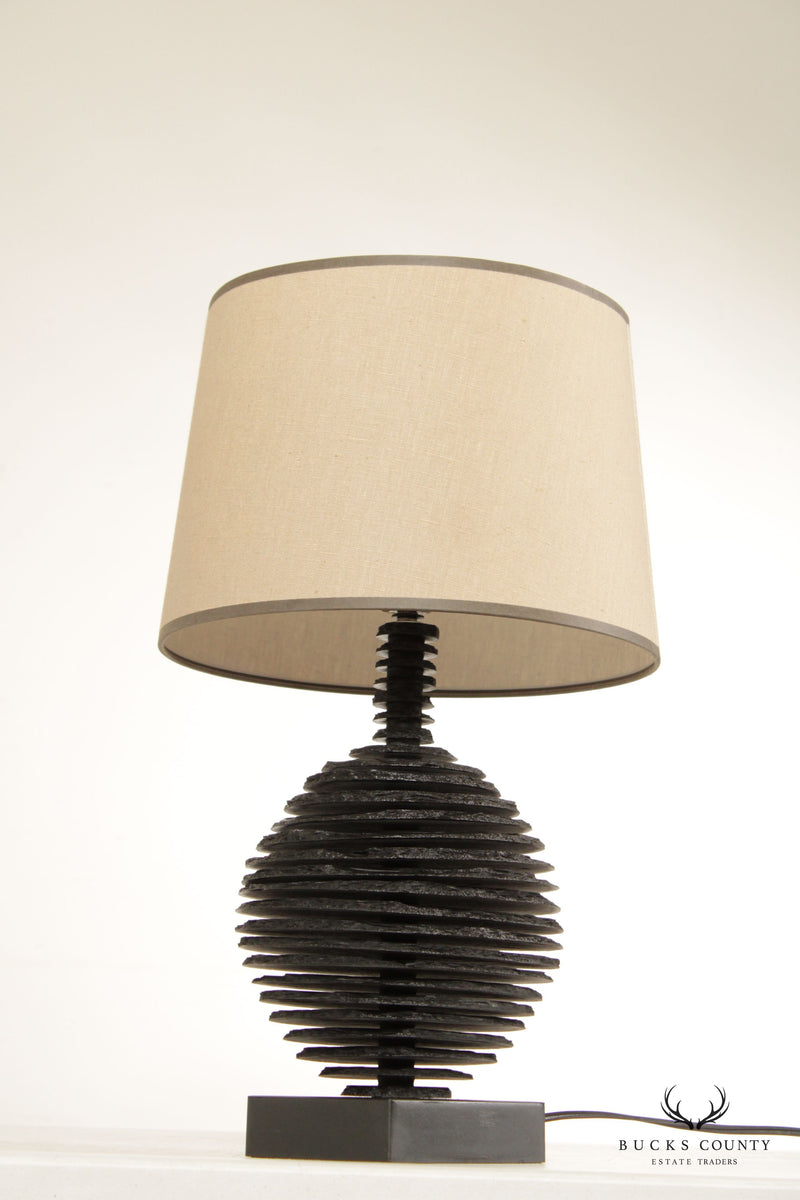 Jeffrey Greene Studio Design Contemporary Style Black Slate Table Lamp with Shade
