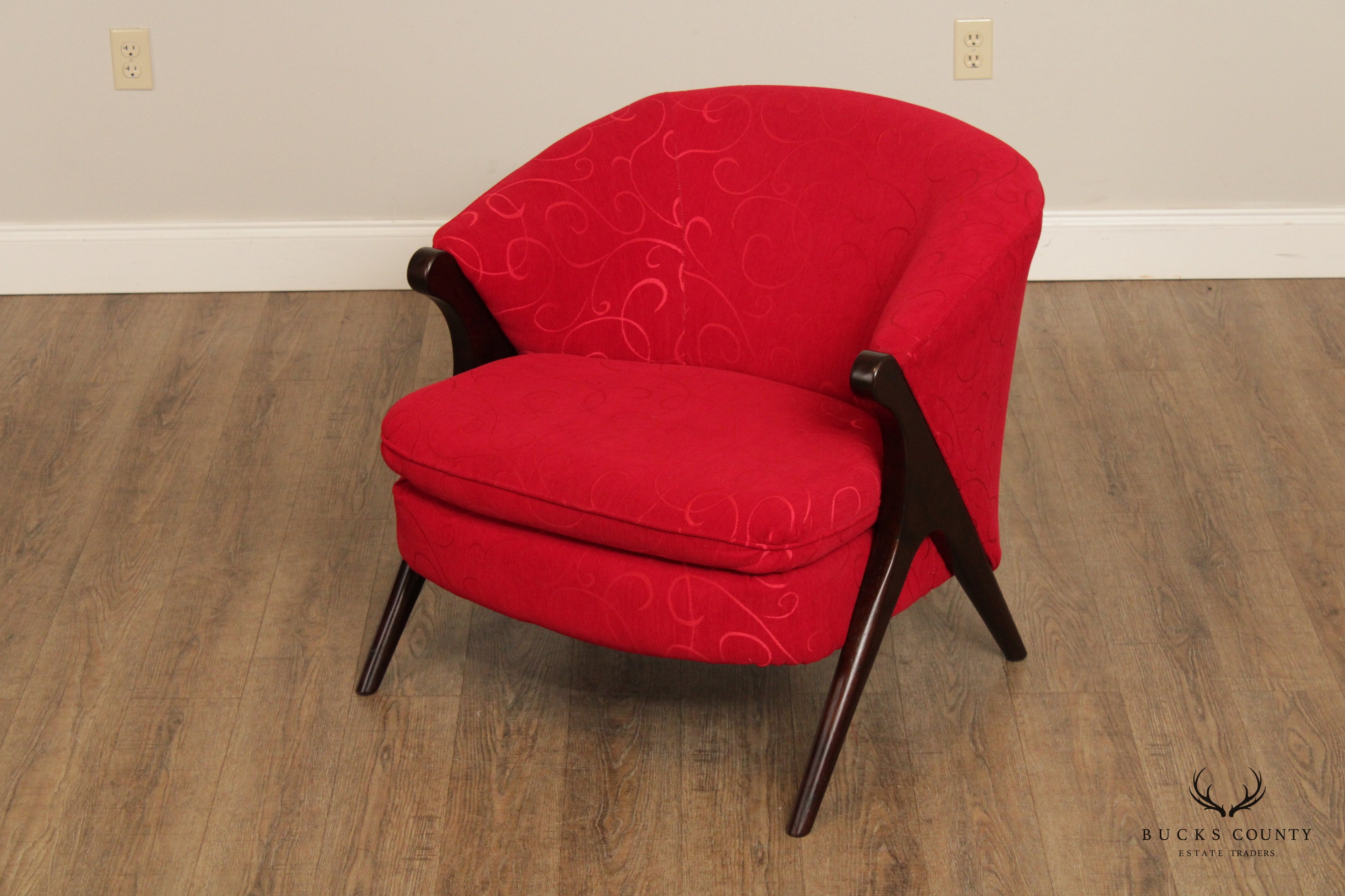 Modern Style Custom Upholstered Red Club Chair