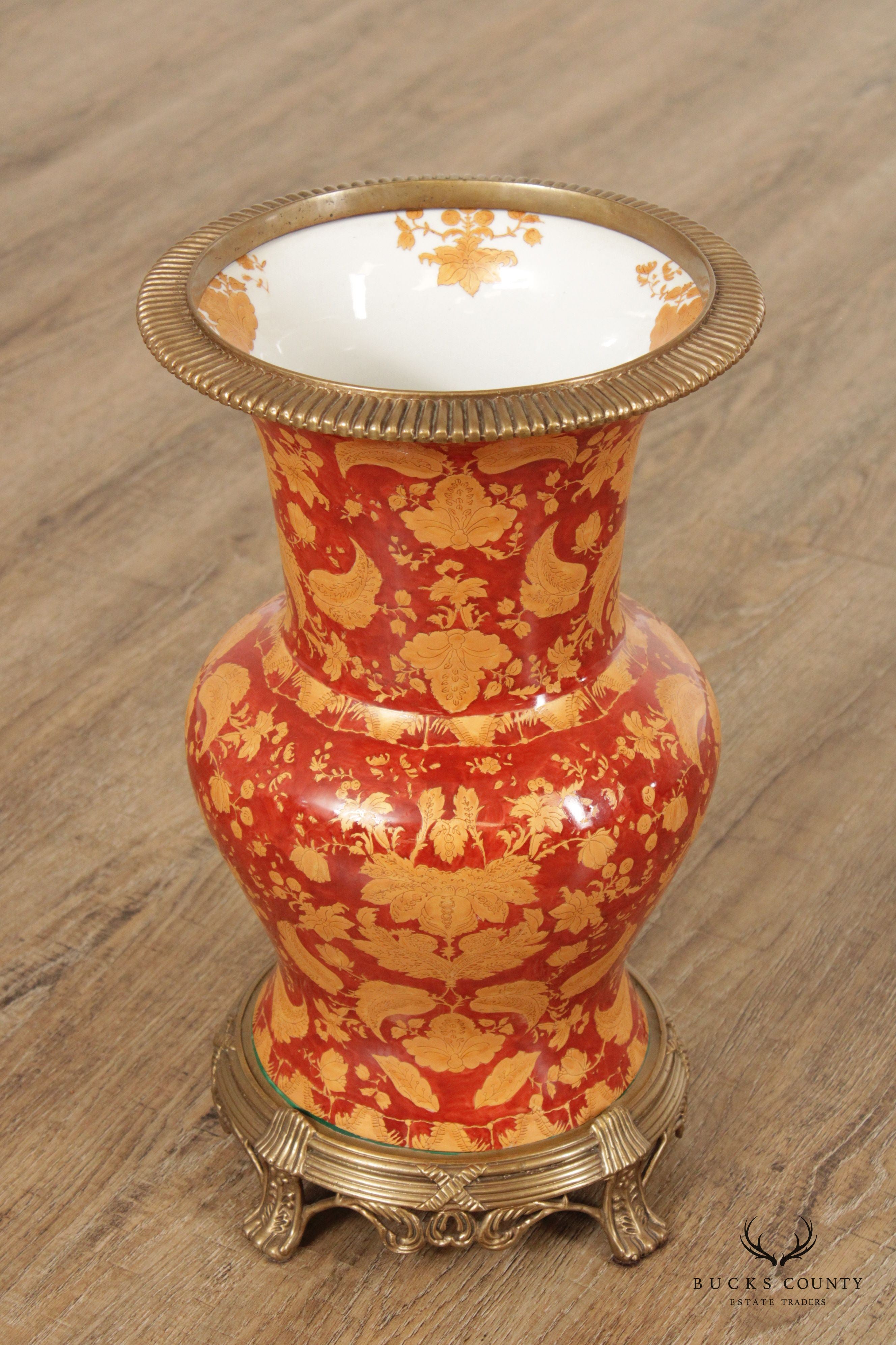 Mark Roberts Asian Inspired Bronze and Porcelain Vase