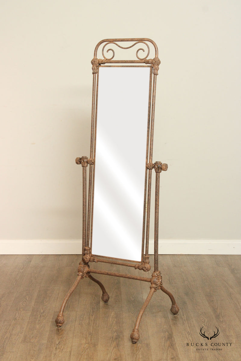Victorian Style Cast Metal Cheval Floor Dressing Mirror