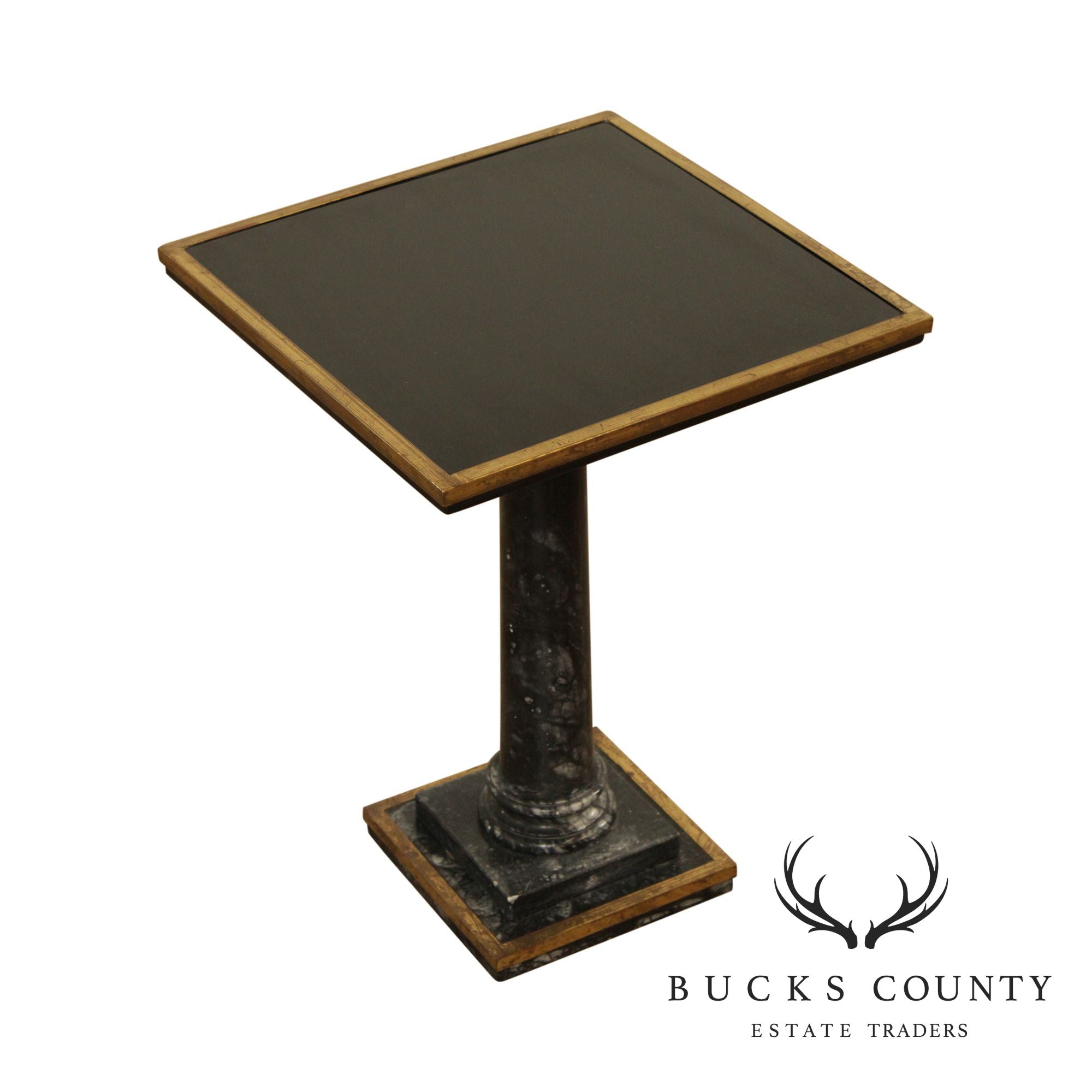 Italian Vintage Black Marble and Brass Pedestal Table