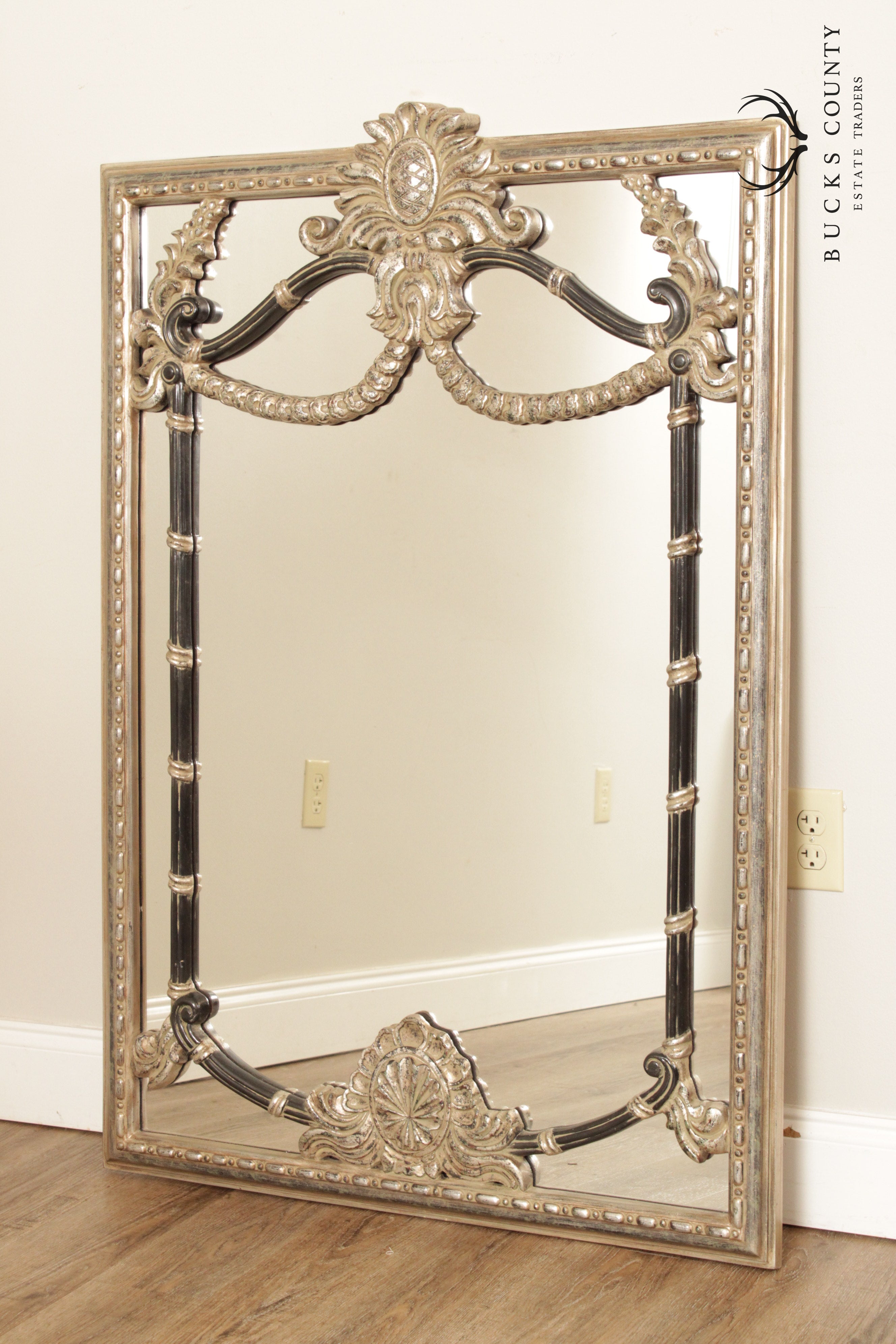 French Louis XV Style Silver Gilt Wall Mirror