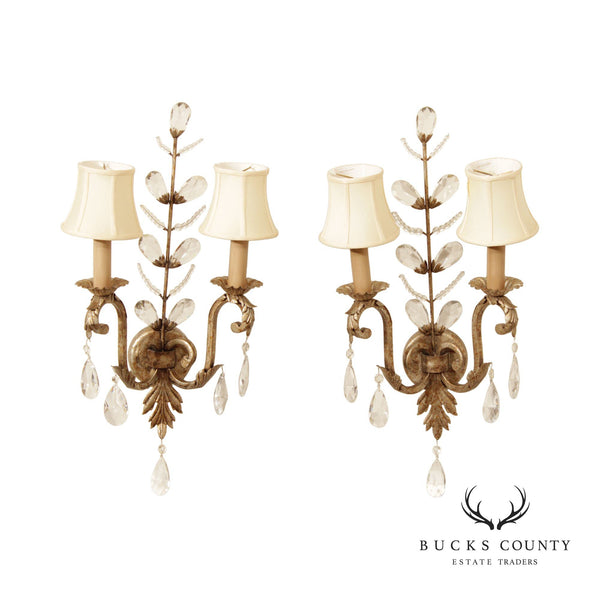 Fine Art Lamps 'A Midsummer Night's Dream' Pair of Two-Light Crystal Wall Sconces