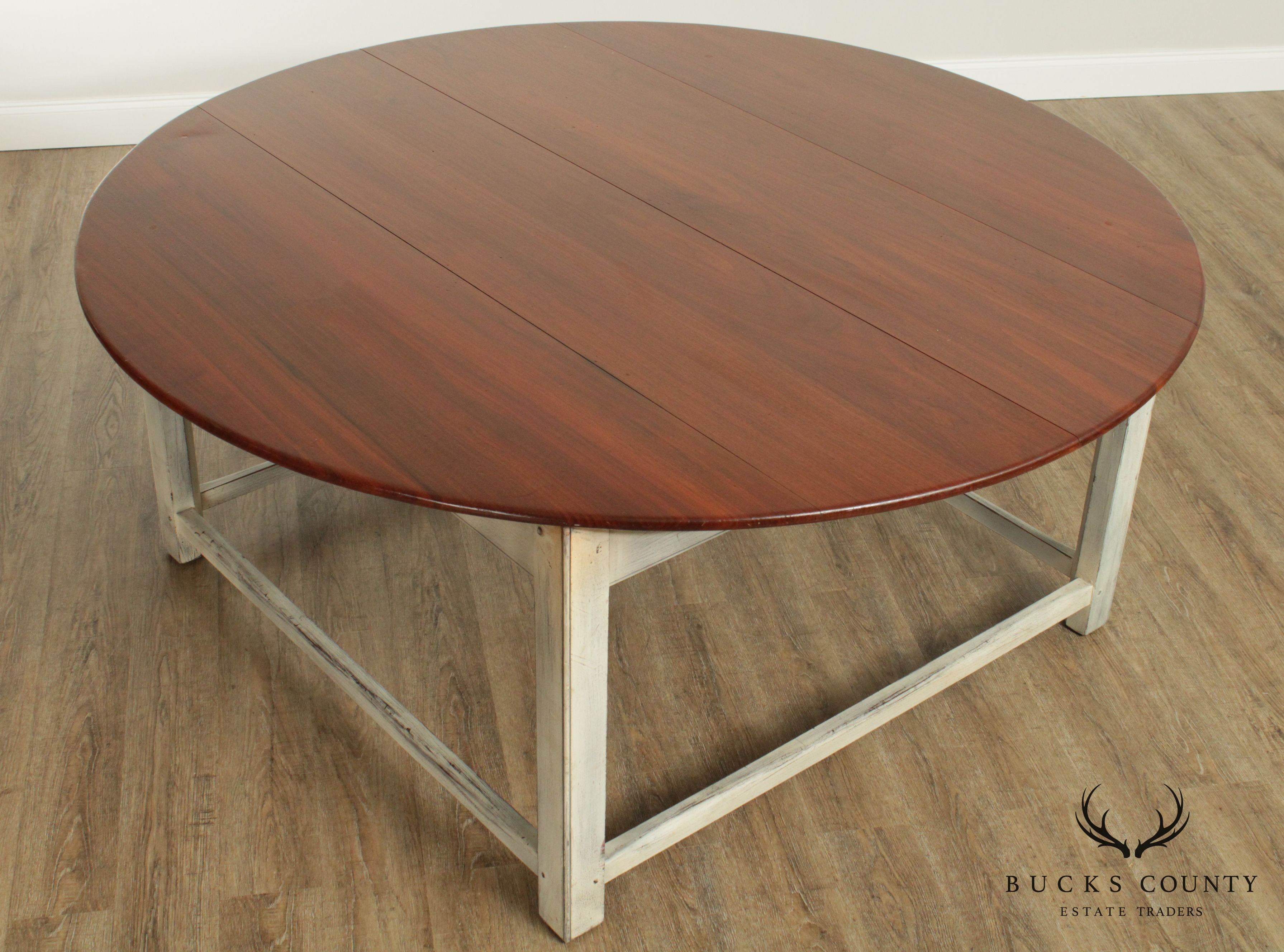 Custom Crafted 70" Round Walnut Top Farmhouse Style Table