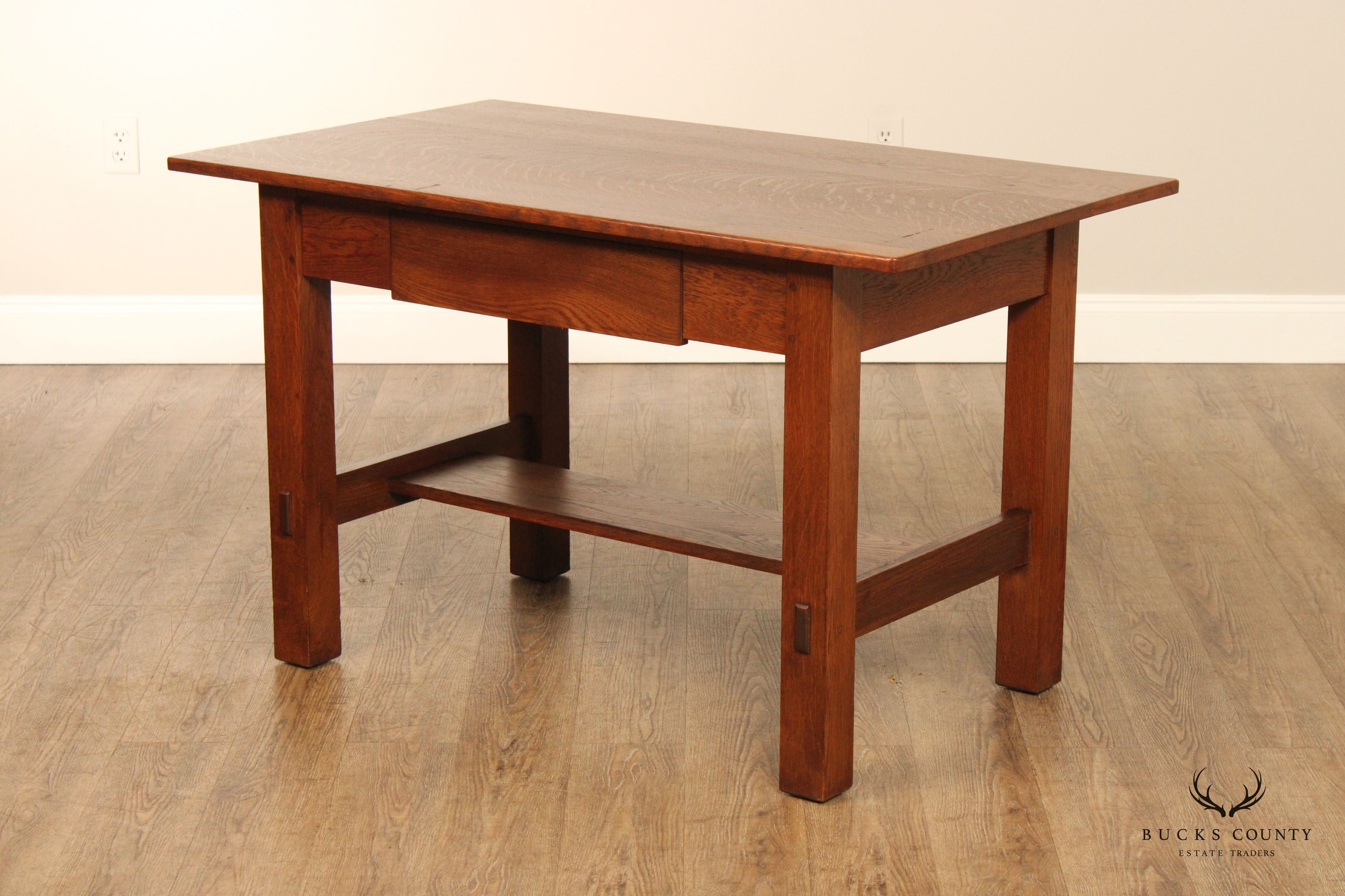 Limbert Mission Oak Library Table or Writing Desk