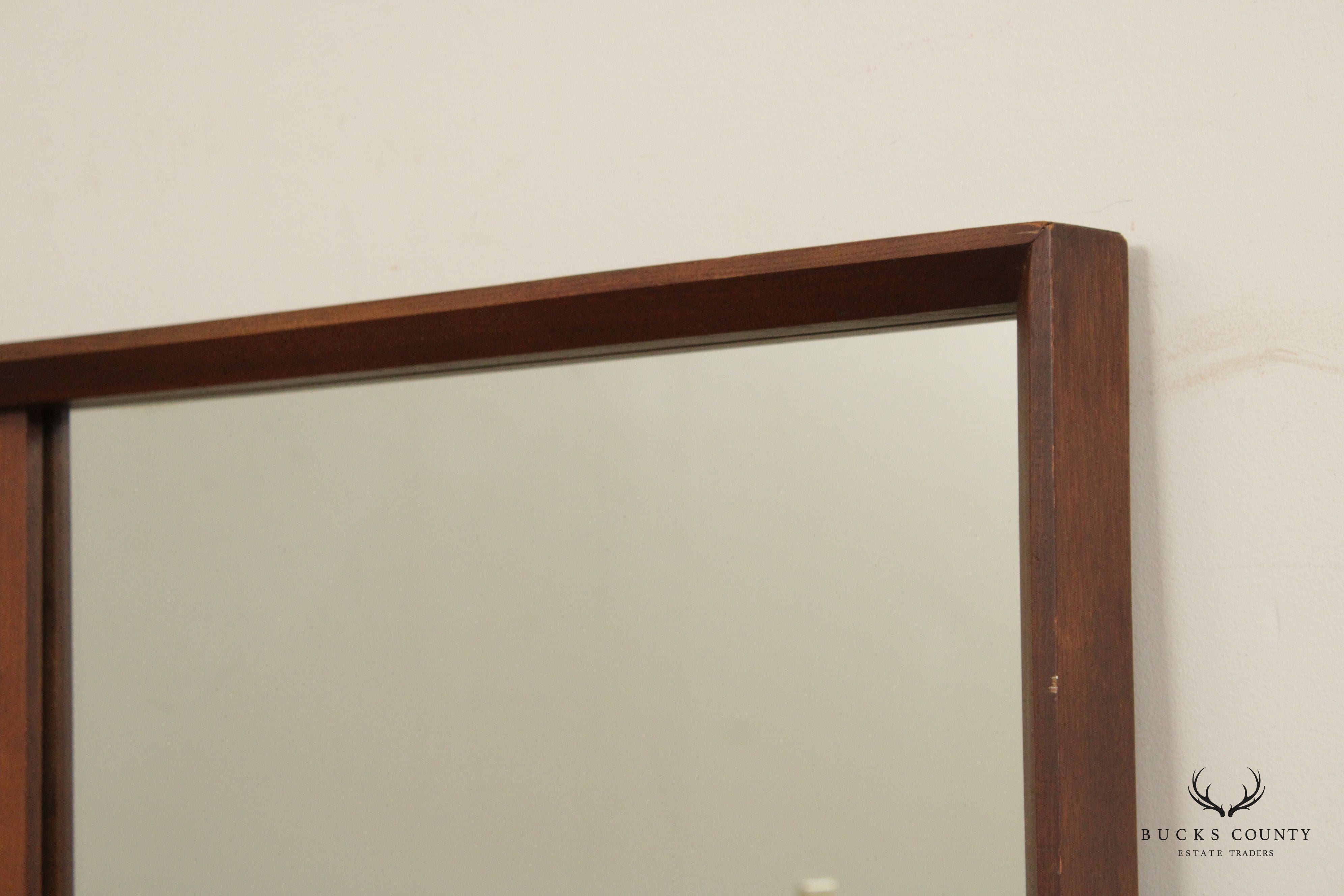 Mid Century Modern Walnut Diptych Wall Mirror