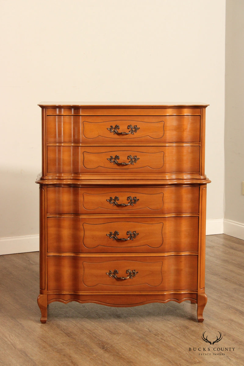Vintage French Provincial Style Cherry Tall Chest of Drawers