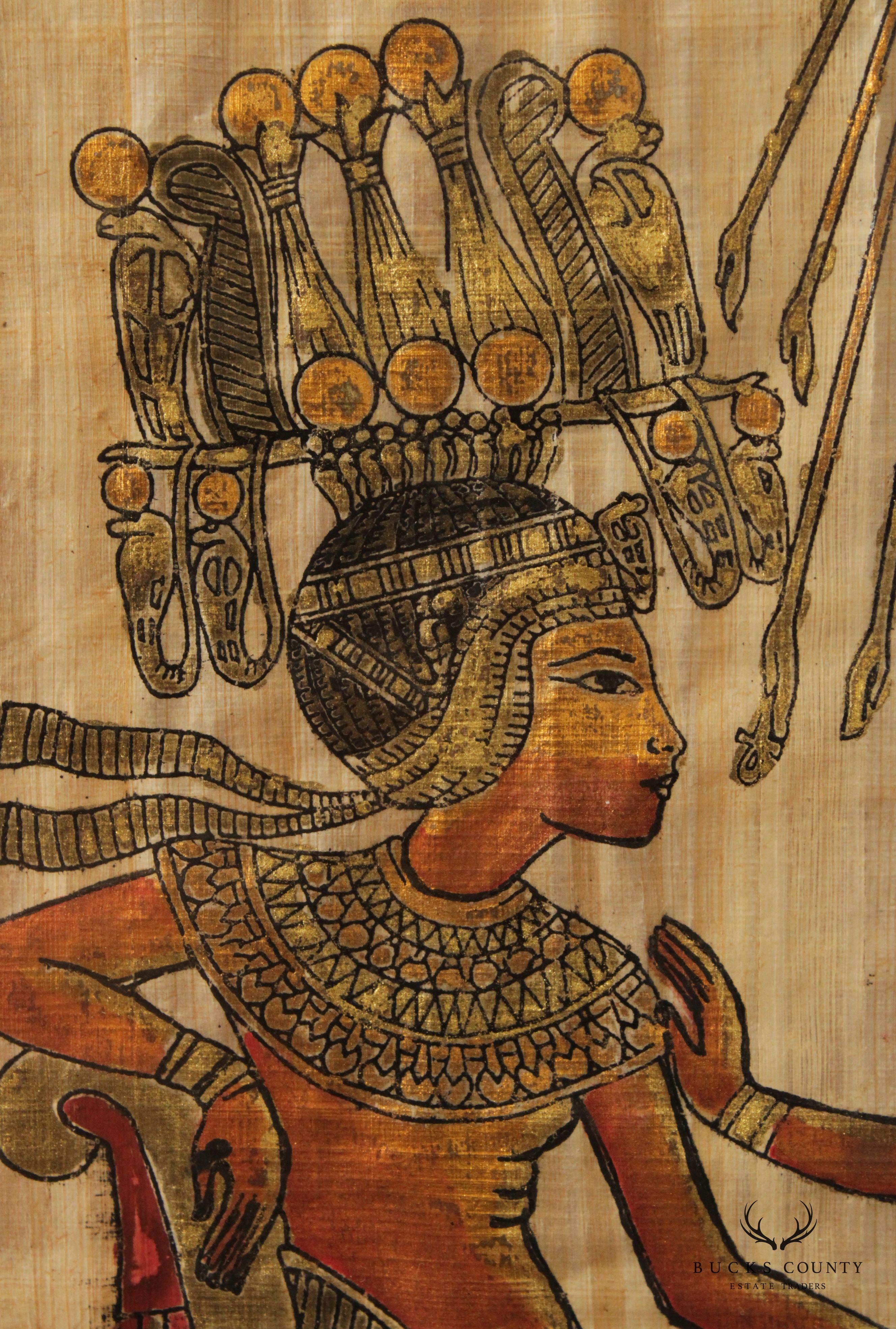 Vintage Egyptian Style 'Tutankhamun Anointed by Wife' Papyrus