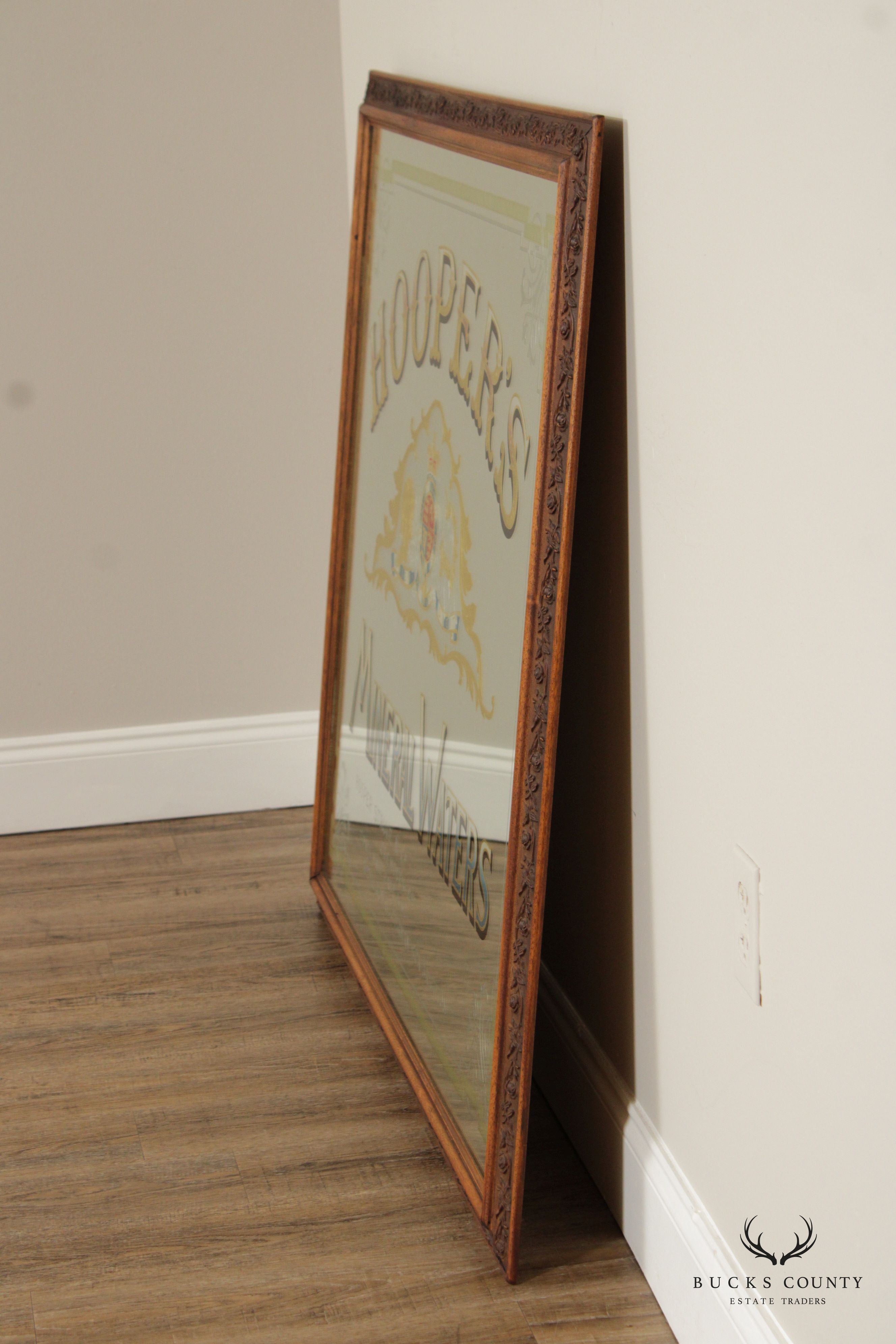 HOOPER'S MINERAL WATERS PUB MIRROR, ETCHED AND REVERSE PAINTED