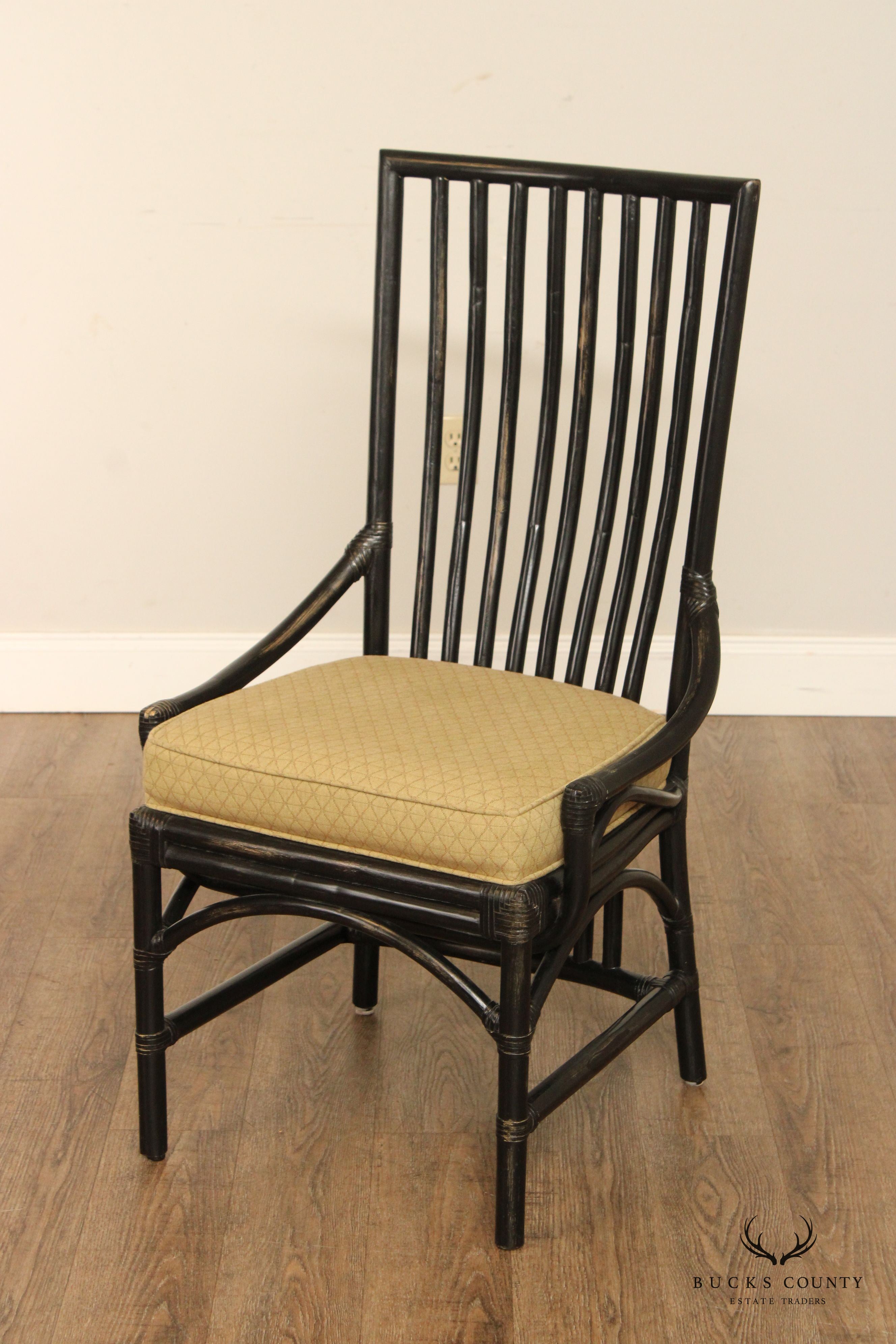 David Francis Set Four Rattan Dining Chairs