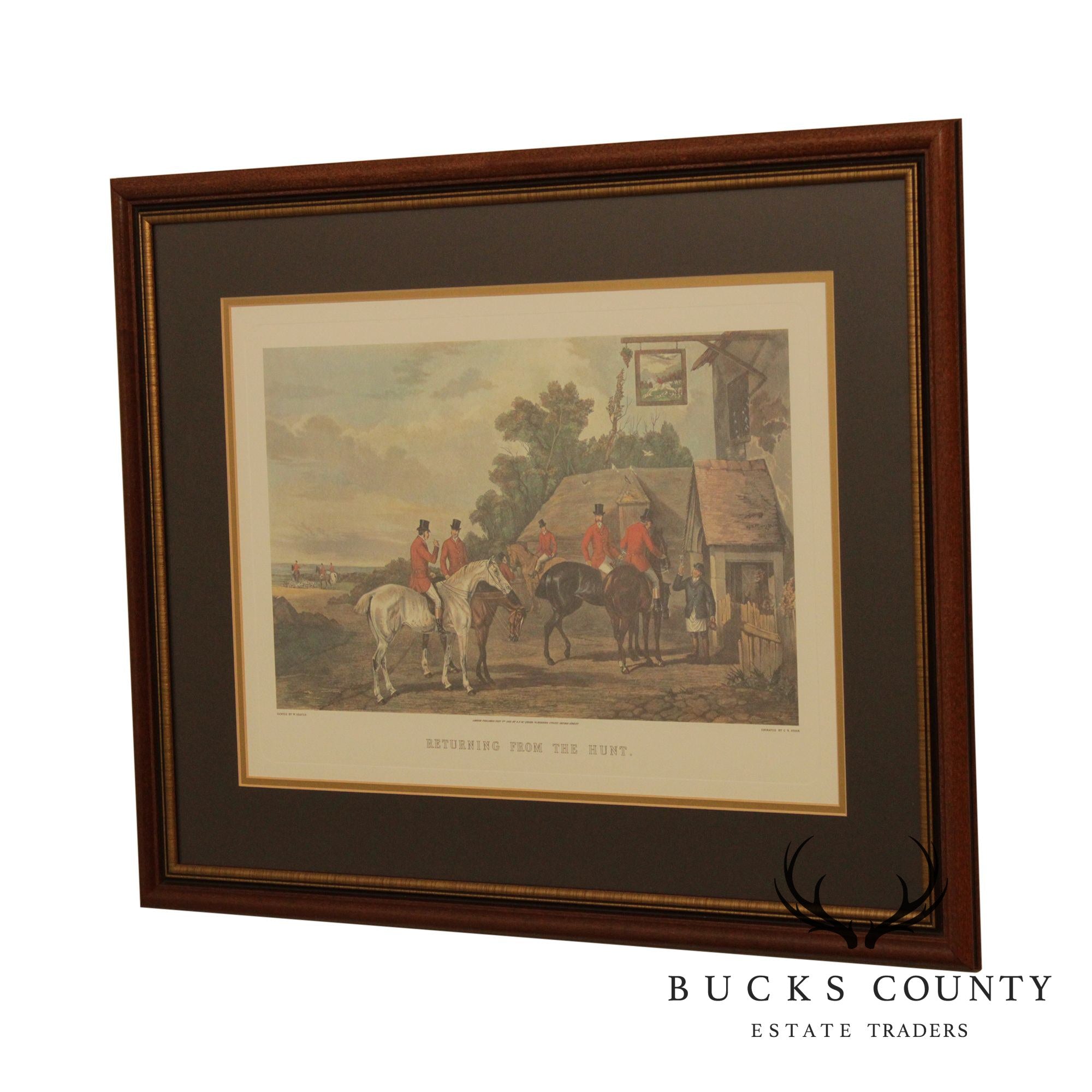 William Shayer 'Returning From the Hunt' Custom Framed Fox Hunt Lithograph Print