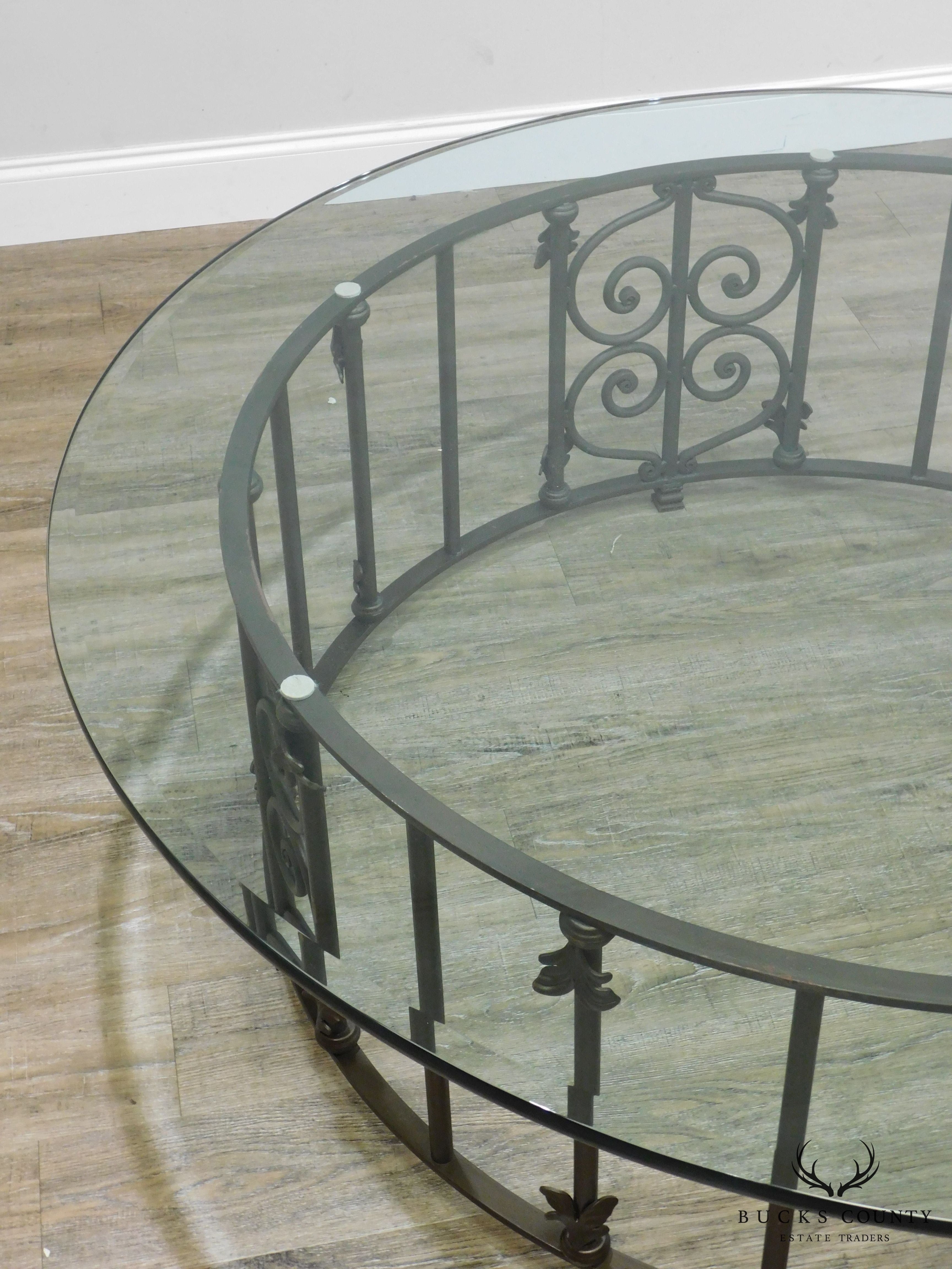 Custom Wrought Iron 60" Glass Top Coffee Table