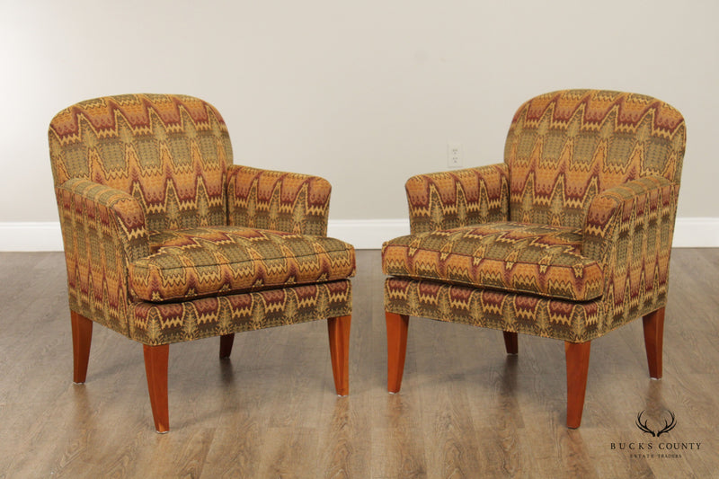 Stickley Traditional Pair of Cherry Lounge Armchairs