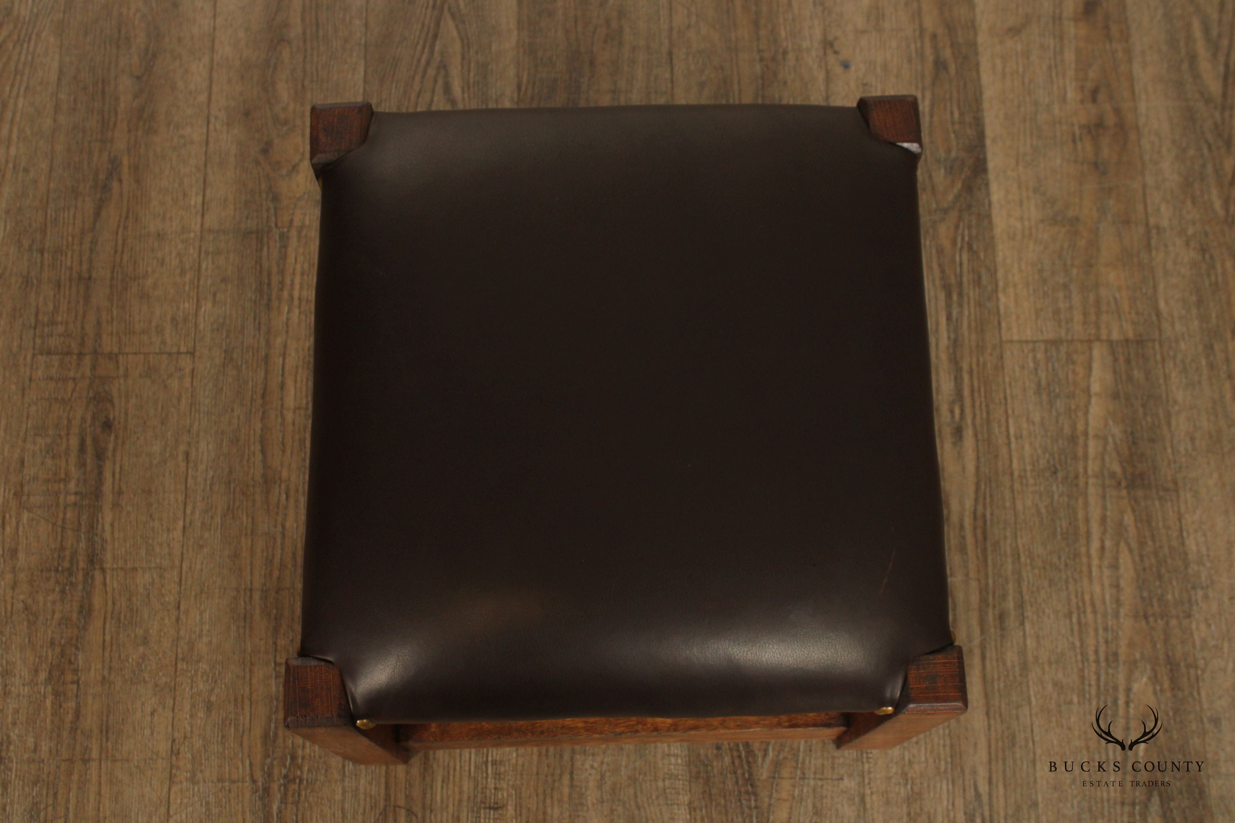 Antique Mission Oak and Leather Footstool