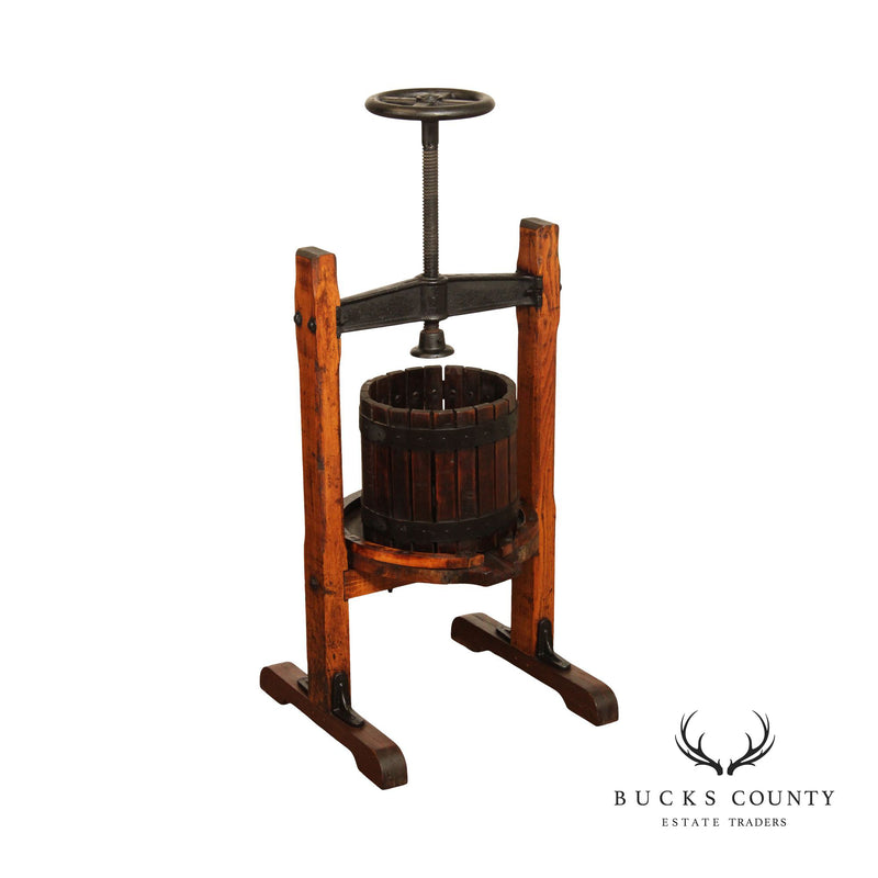 Vintage Oak and Cast Iron Fruit Press