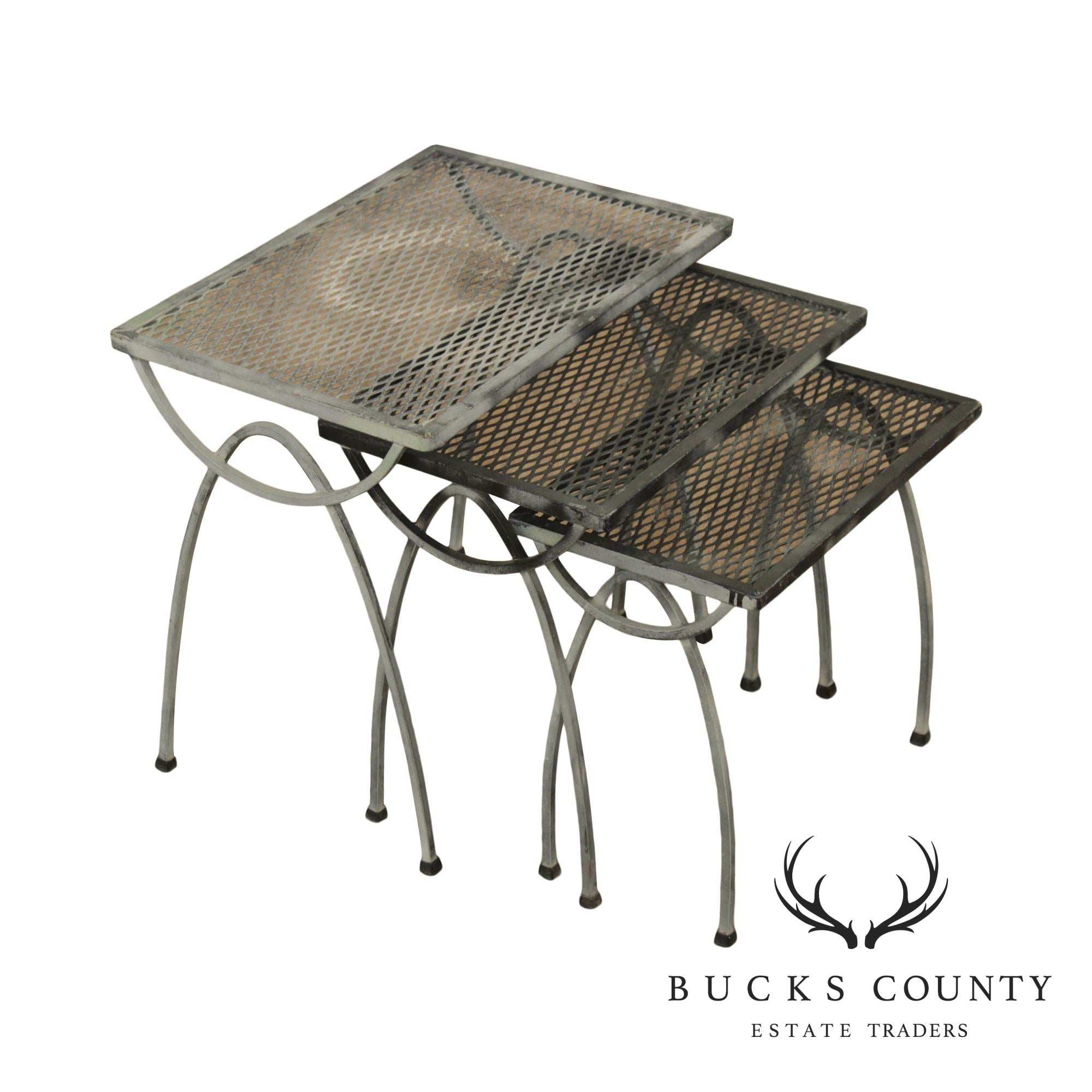 Salterini Mid Century Wrought Iron Garden Nesting Tables