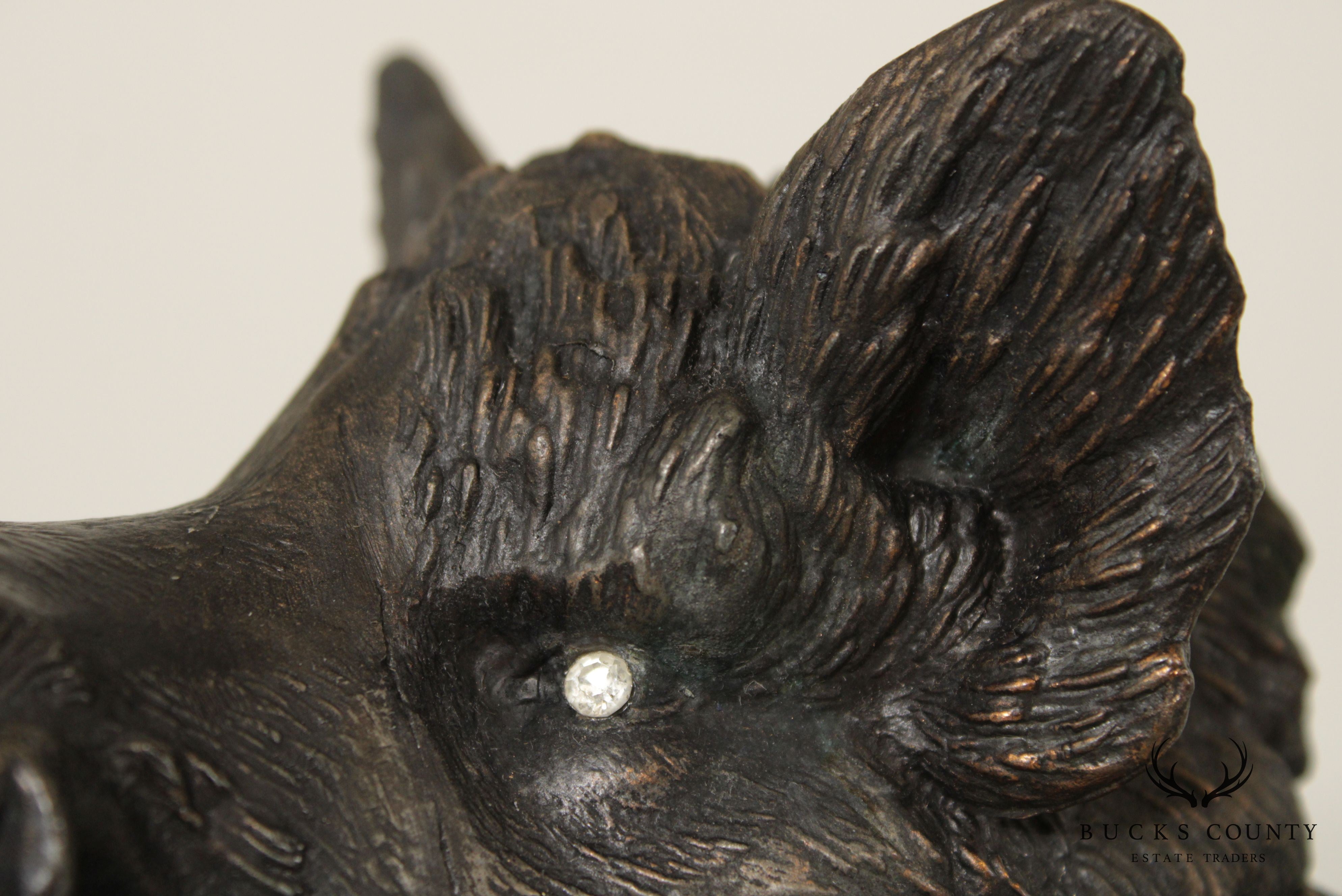 Antique French Boar's Head Inkwell