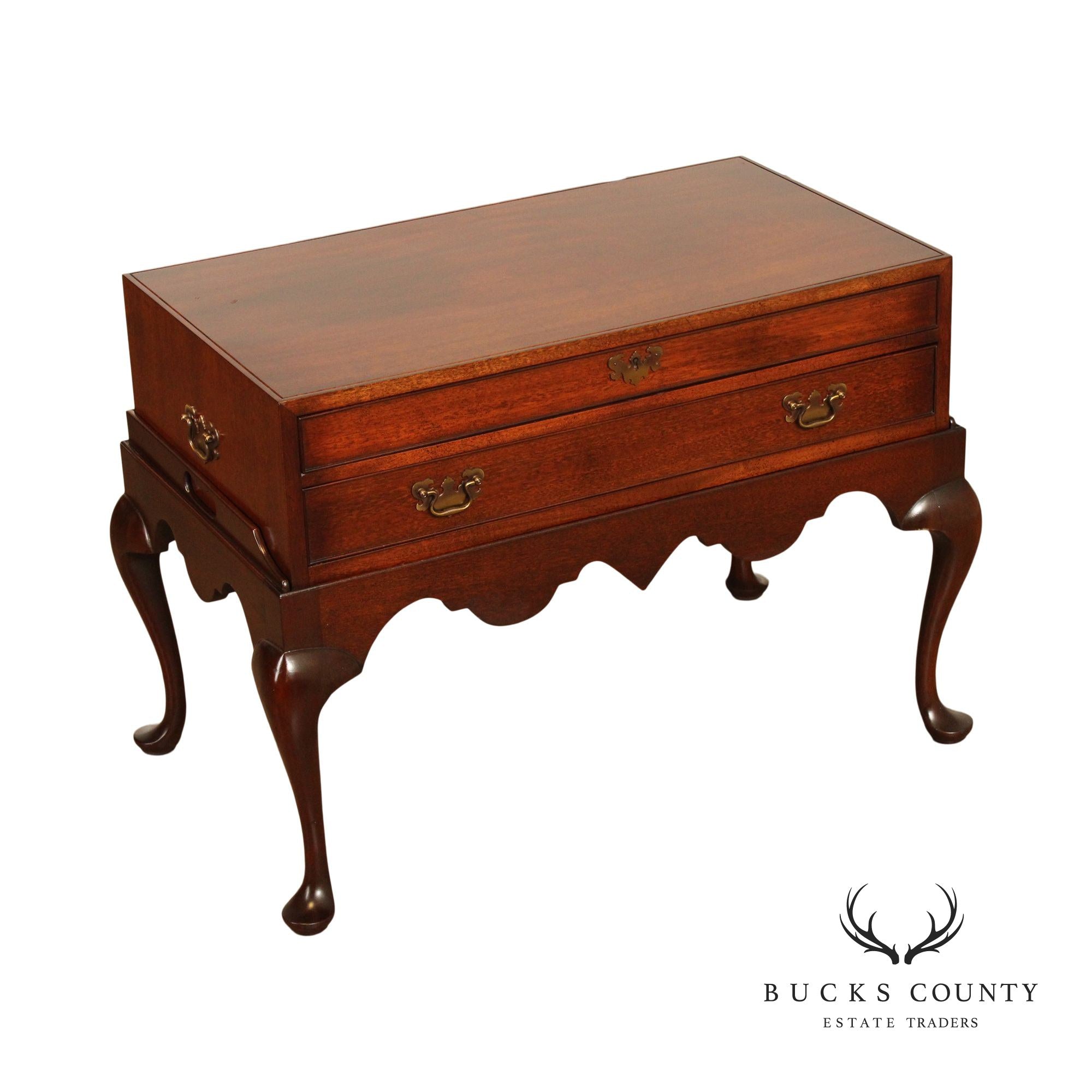 Biggs Furniture Queen Anne Style Mahogany Silverware Chest Table