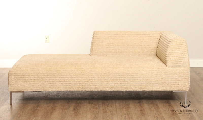 Postmodern Custom Upholstered Chrome Leg Chaise Lounge