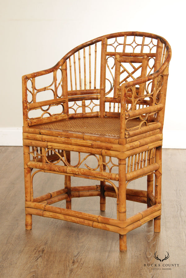 Chinoiserie Style Bamboo Cane Seat Armchair