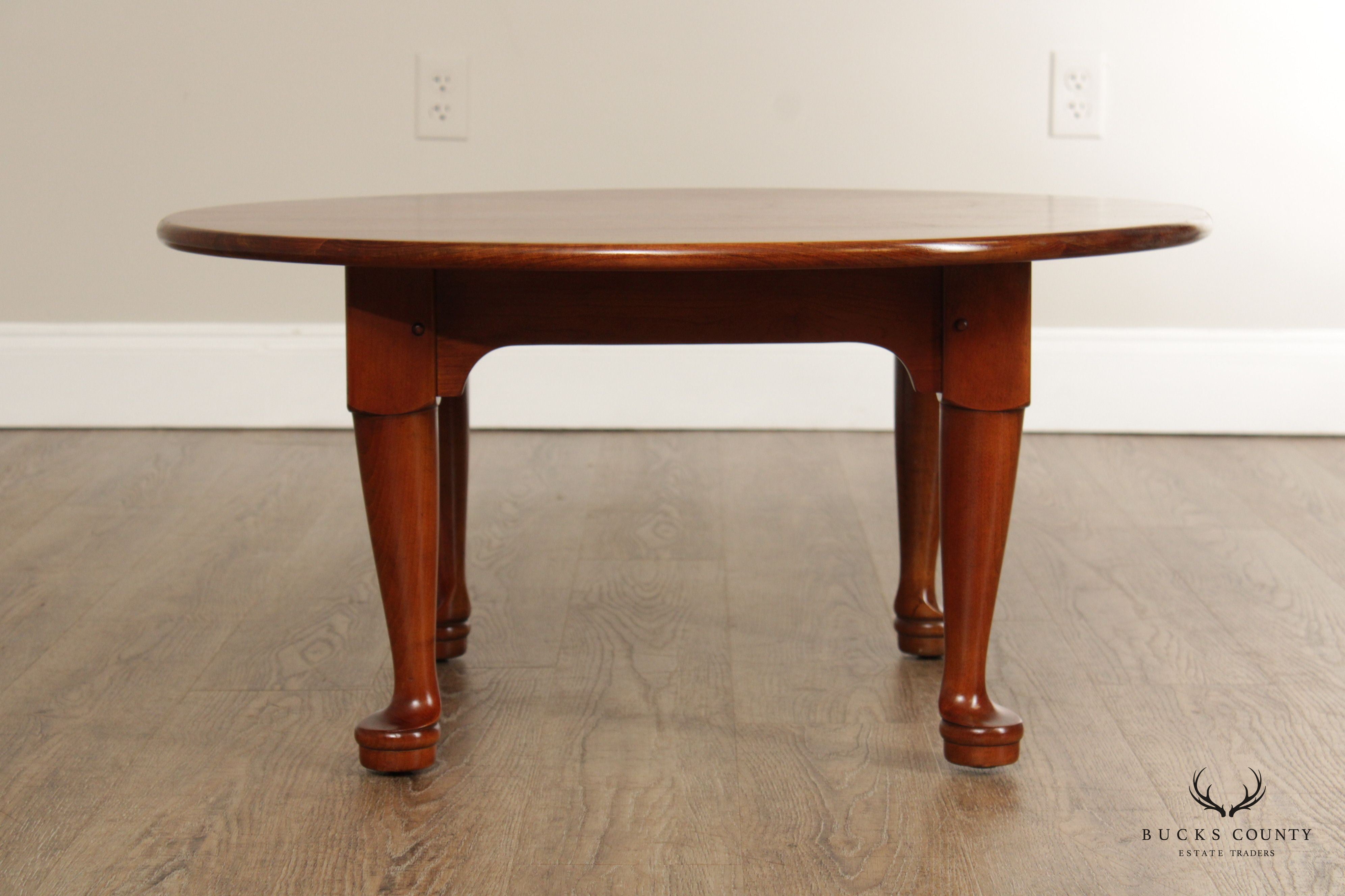 Stickley Queen Anne Style Vintage Round Cherry Coffee Table