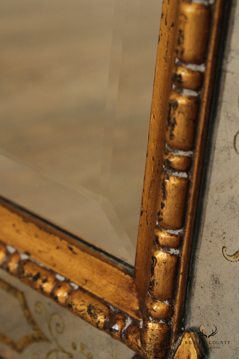 Venetian Style Vintage Ebonized and Gilt Framed Wall Mirror