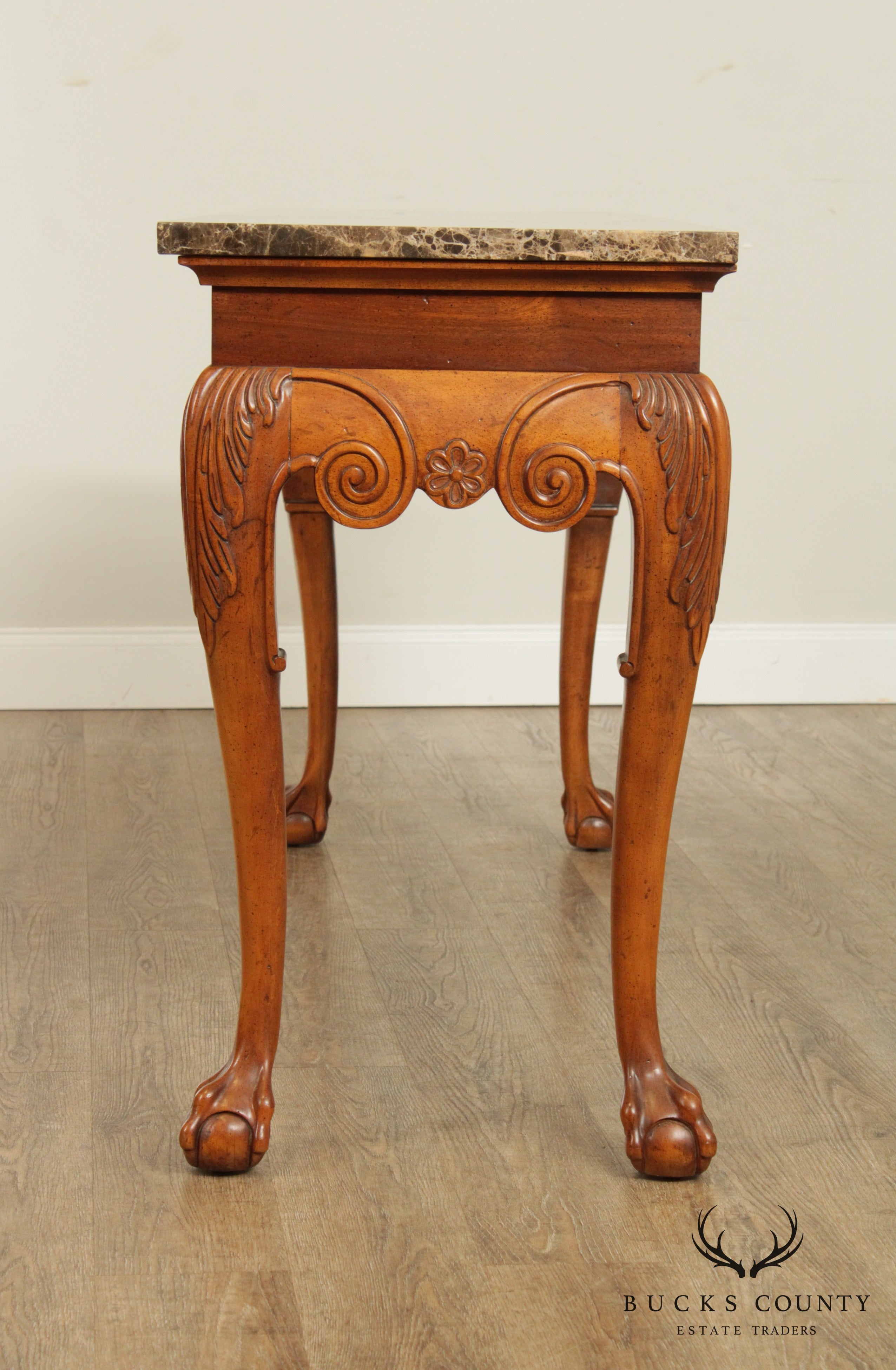 Georgian Style Ball & Claw Marble Top Console Table