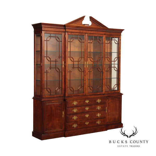 Henredon Chippendale Style Cherry Breakfront China Cabinet