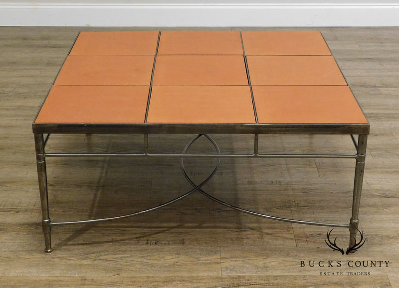 Directoire Style Quality Steel Base Square Tile Top Coffee Table