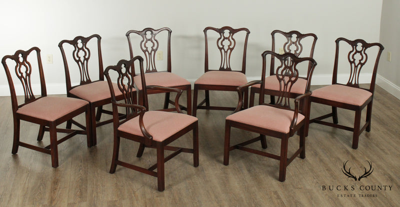 Flint & Horner Vintage 1930's Chippendale Style Set 8 Mahogany Dining Chairs