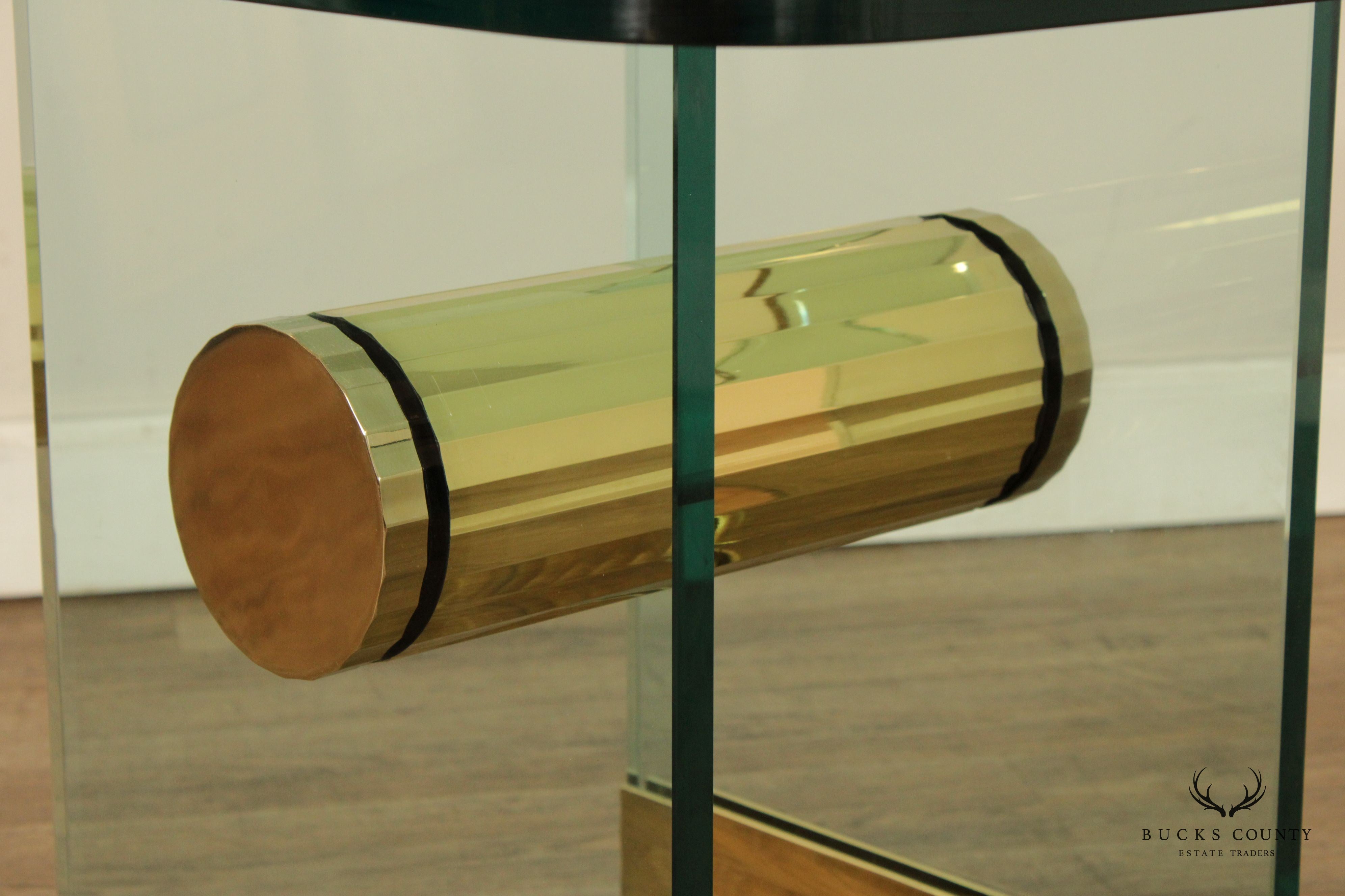 Postmodern Sculptural Brass and Glass Side Table