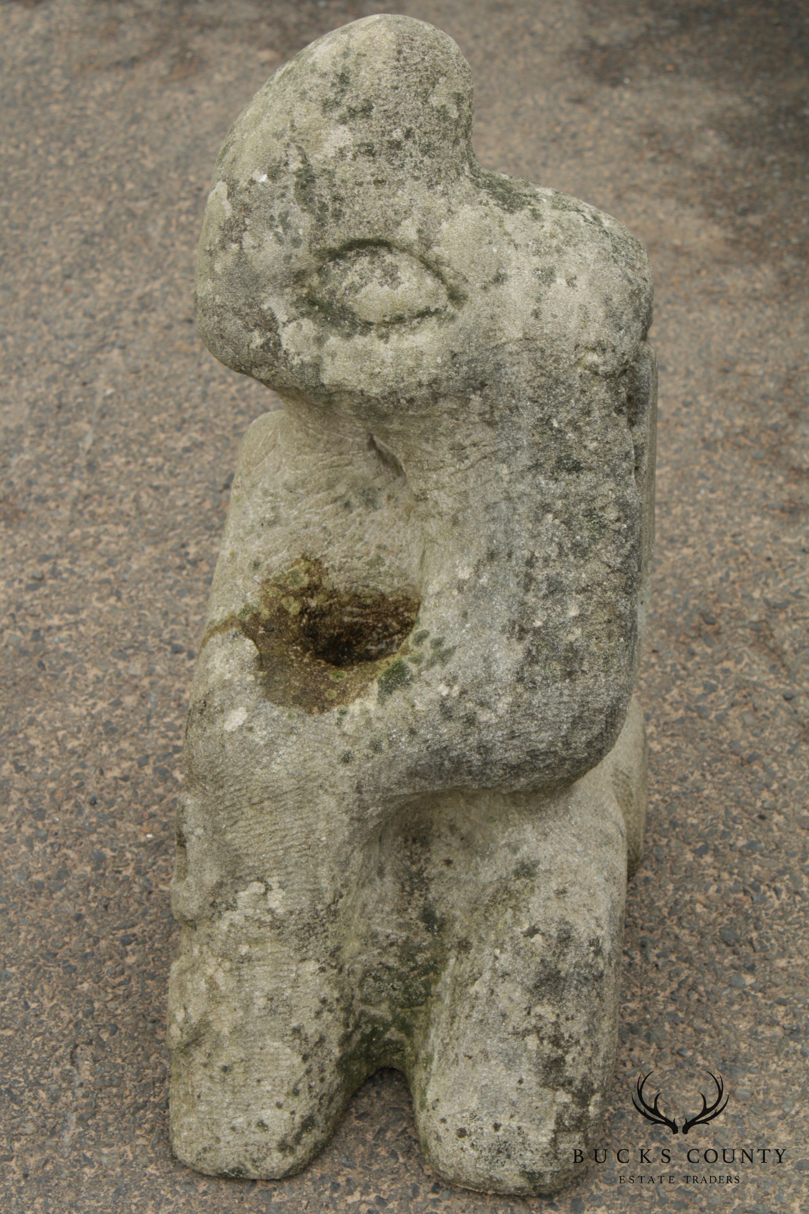 Mid-Century Modern Carved Sandstone Garden Sculpture