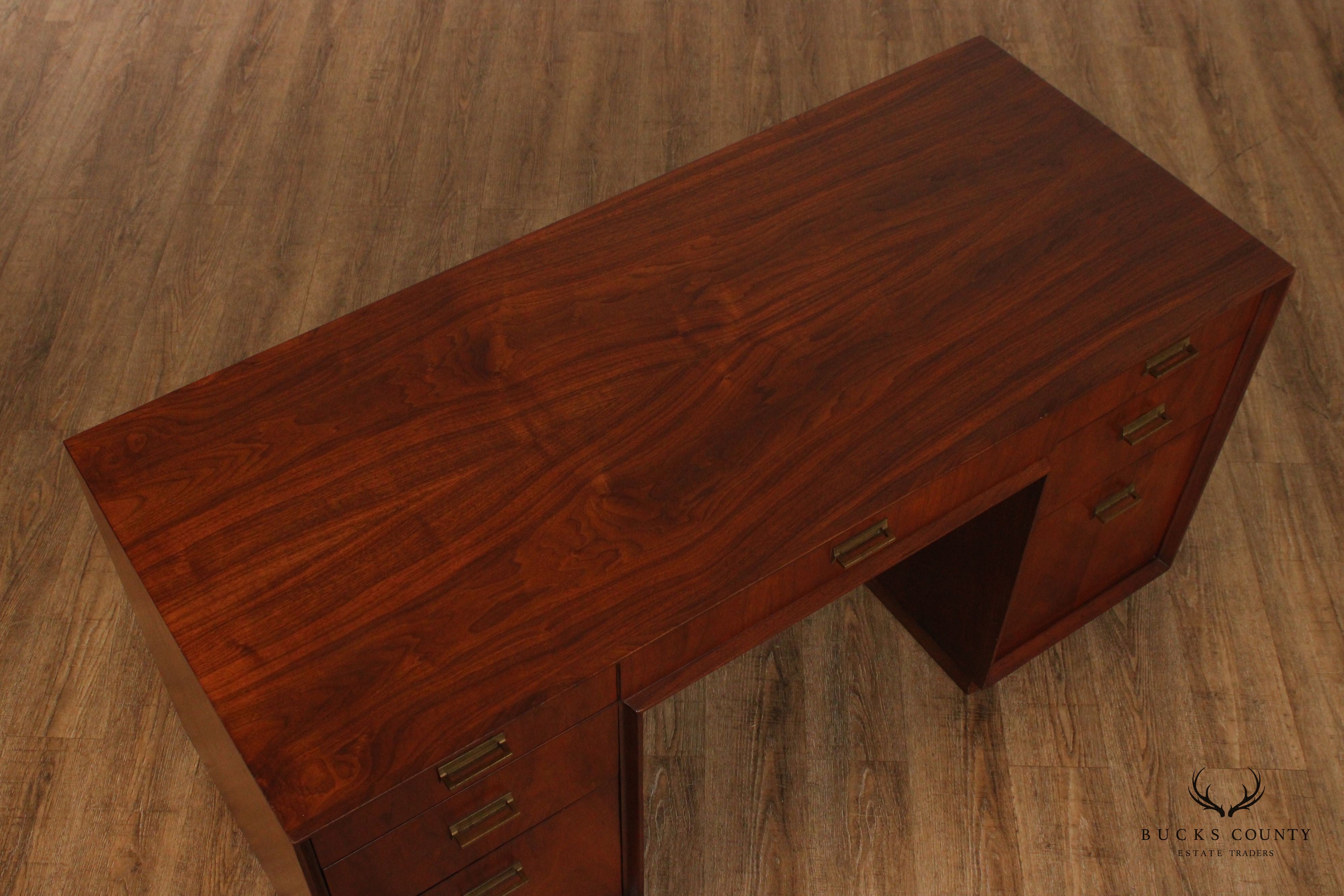 Founders Mid Century Modern Style Walnut Executive Desk