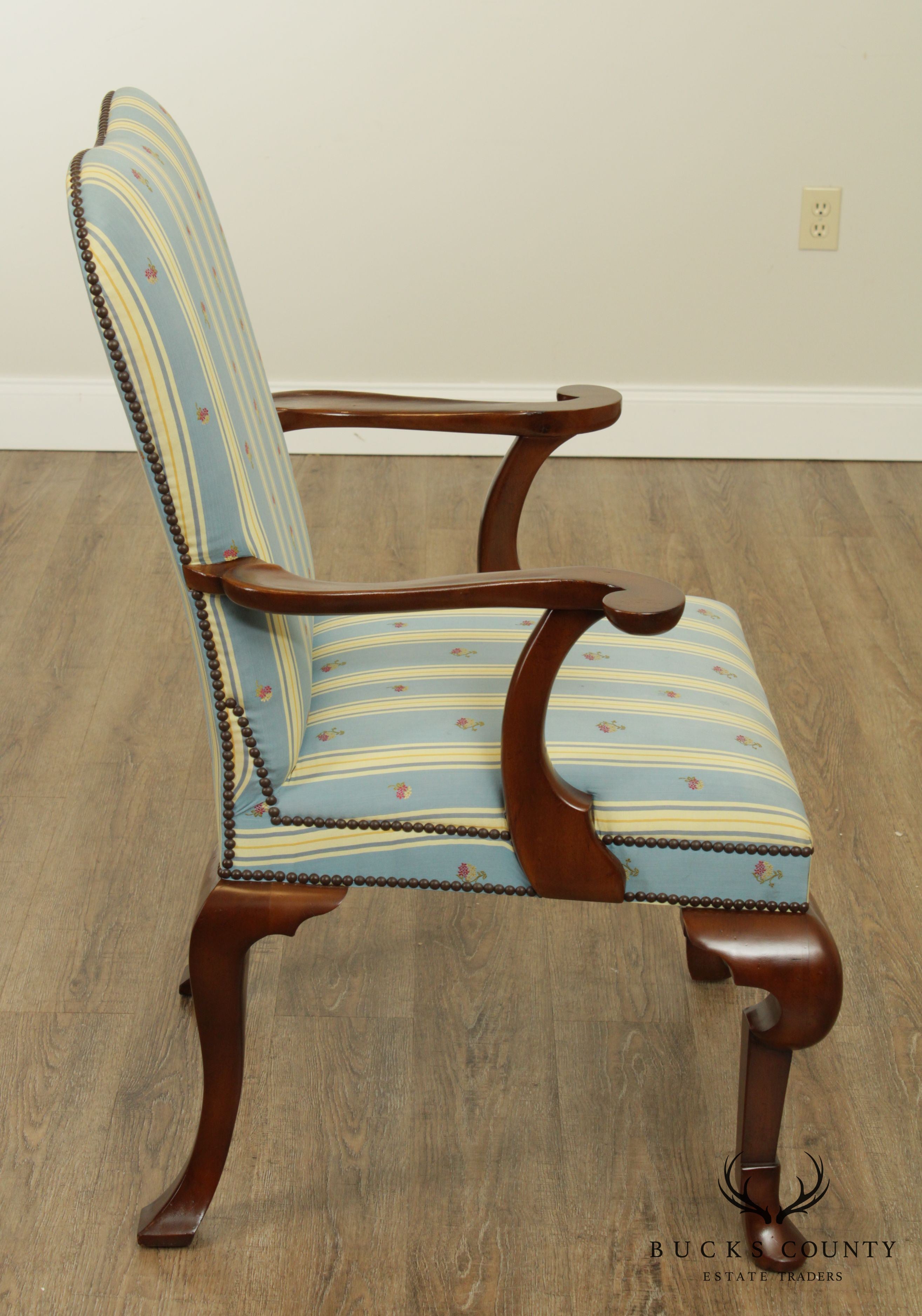 Baker Queen Anne Style Mahogany Armchair