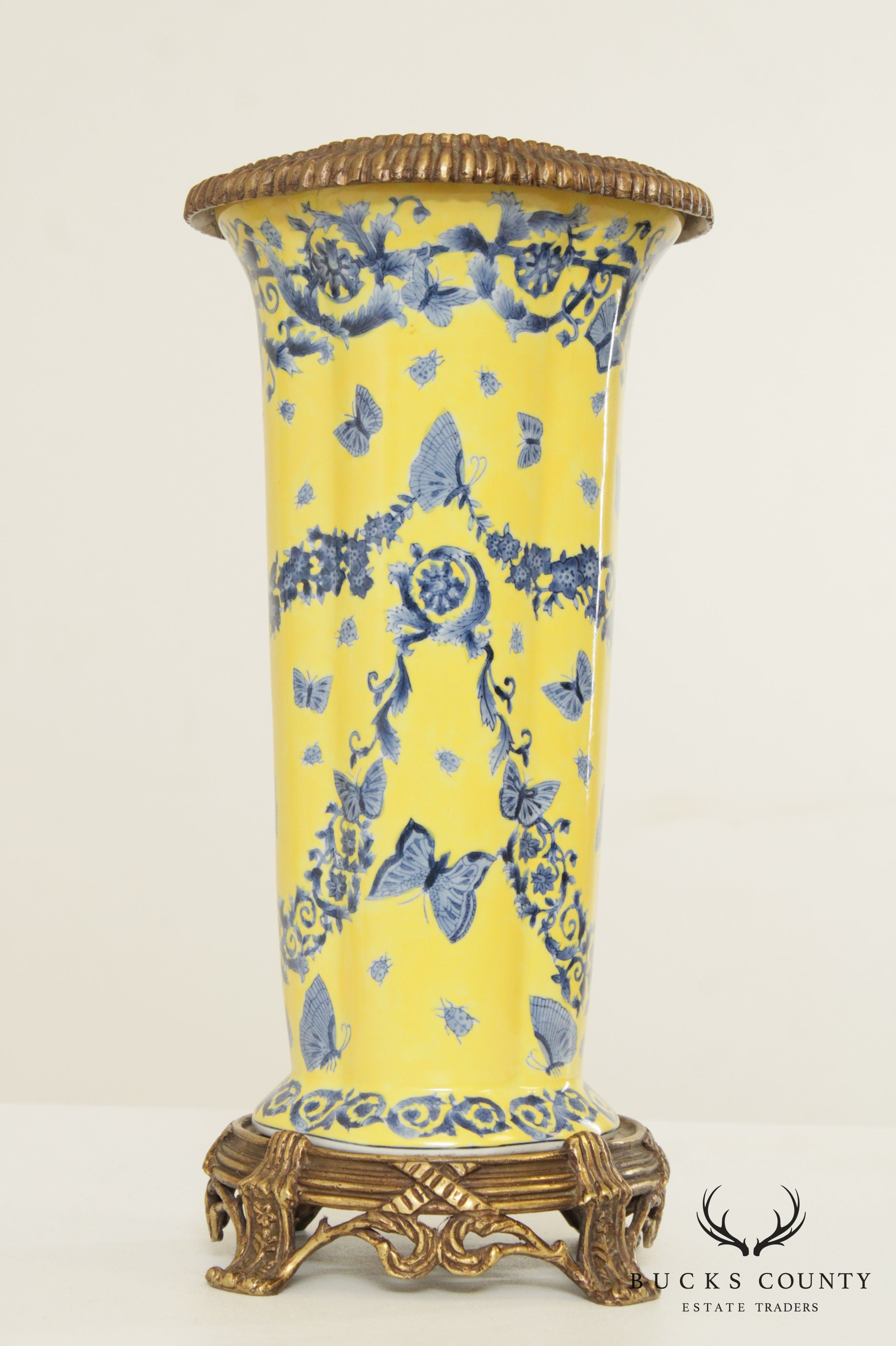 Chinese Brass Mounted Porcelain Vase