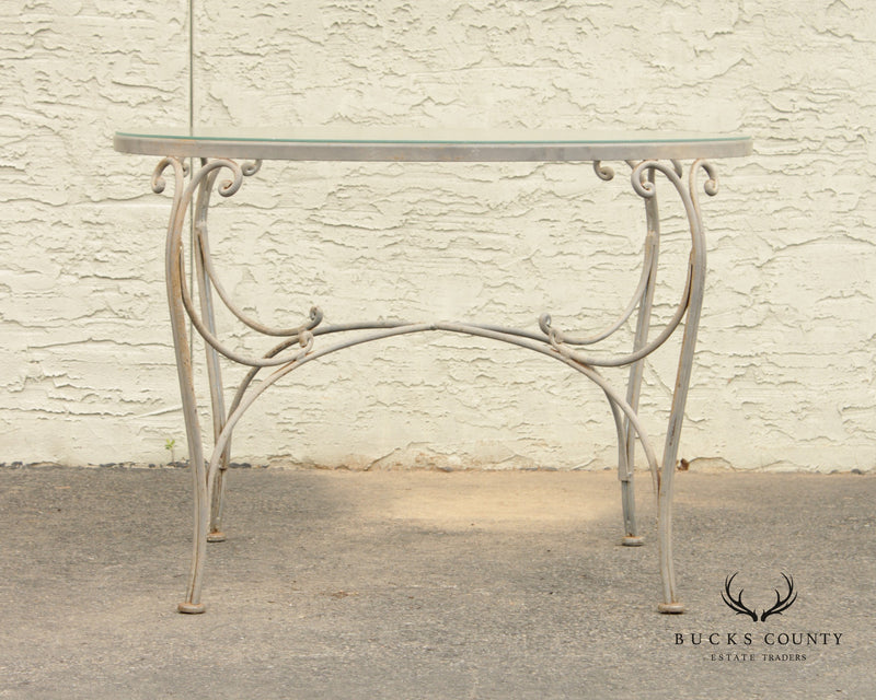 Vintage Wrought Iron Scroll Patio Garden Dining Table