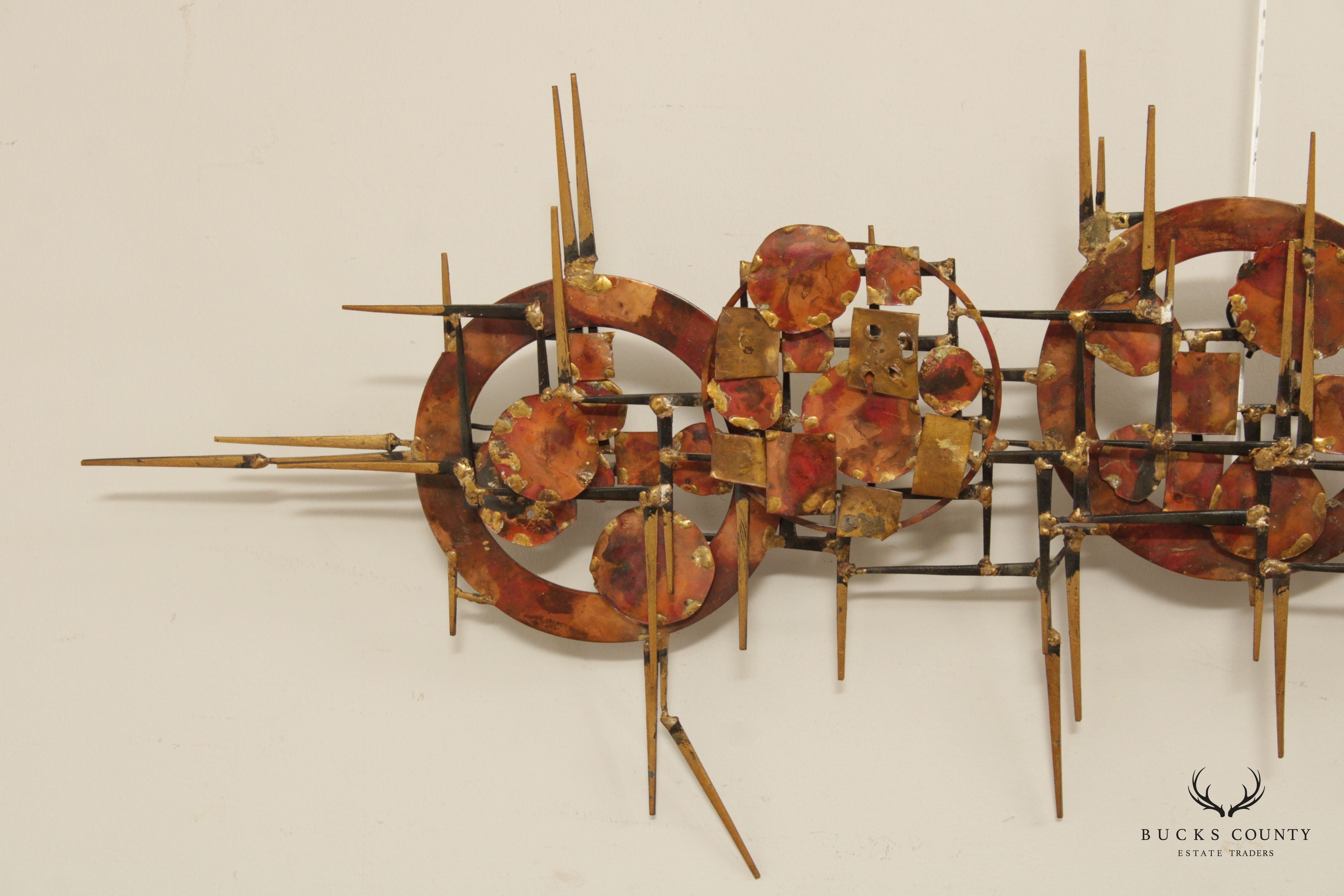 Mid Century Modern Brutalist Metal Wall Sculpture