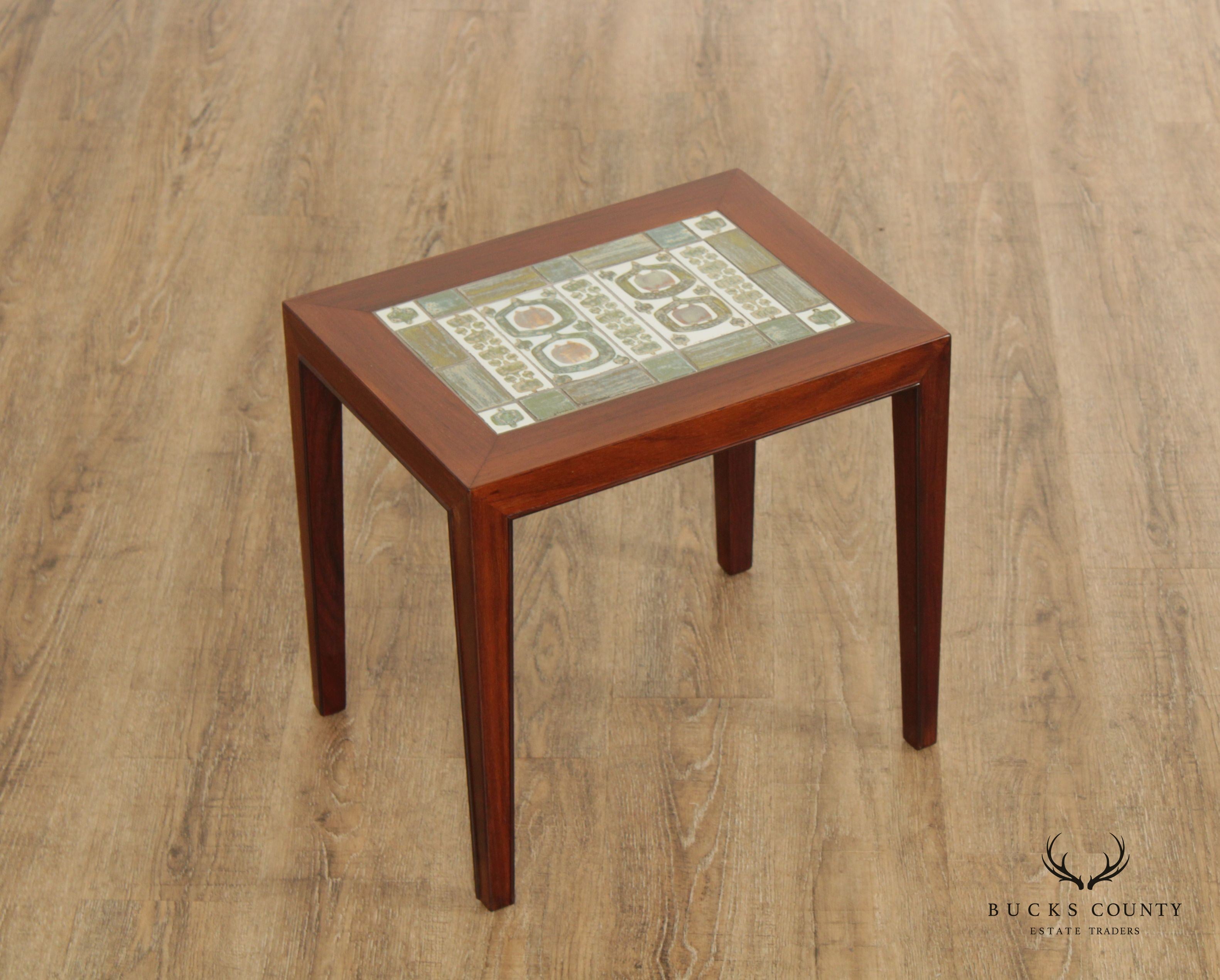 Danish Furniture Makers Control Modern Tile Top Rosewood Tile Top Table