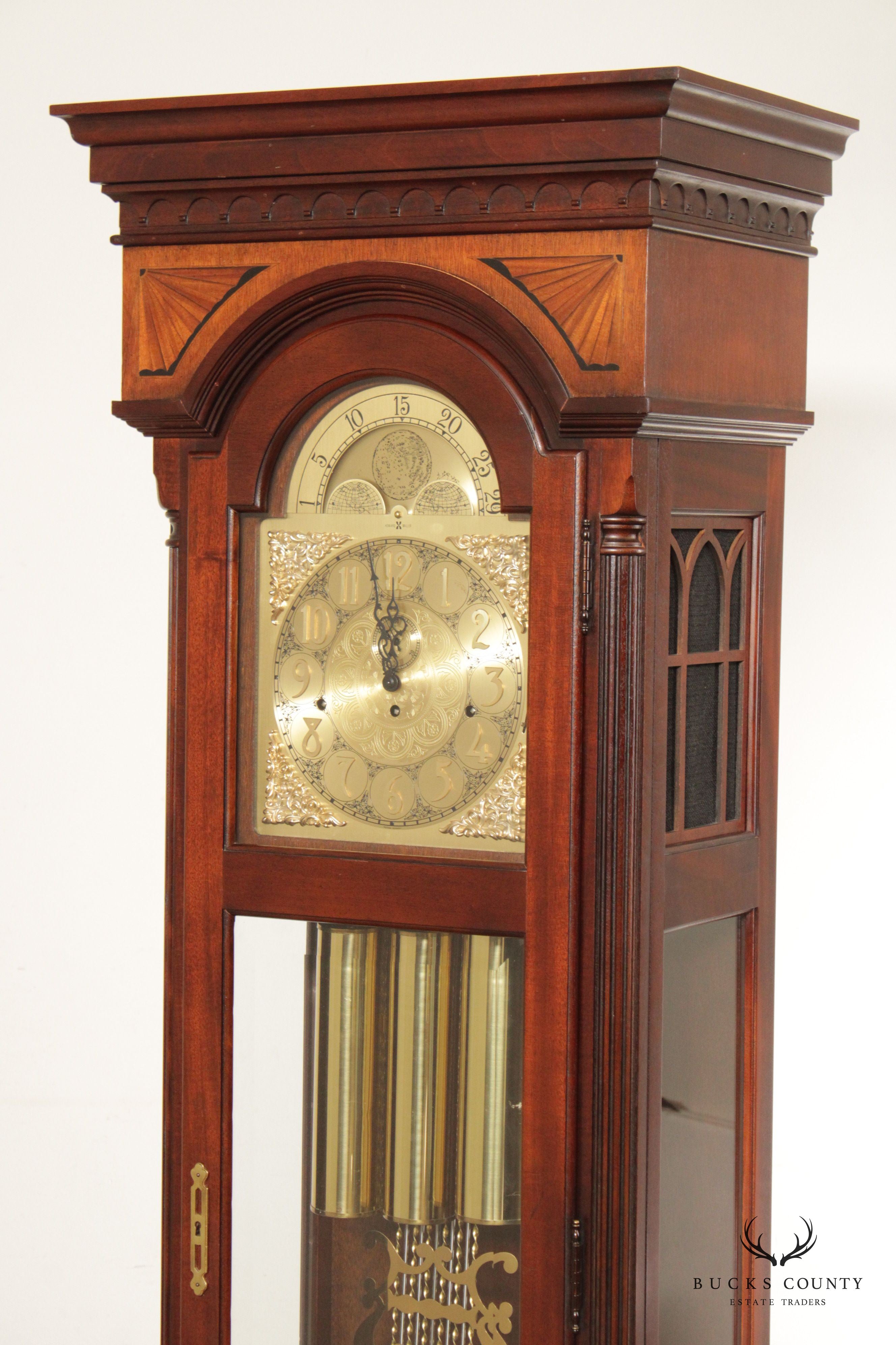 Howard Miller Federal Style Mahogany Inlaid Grandfather Clock