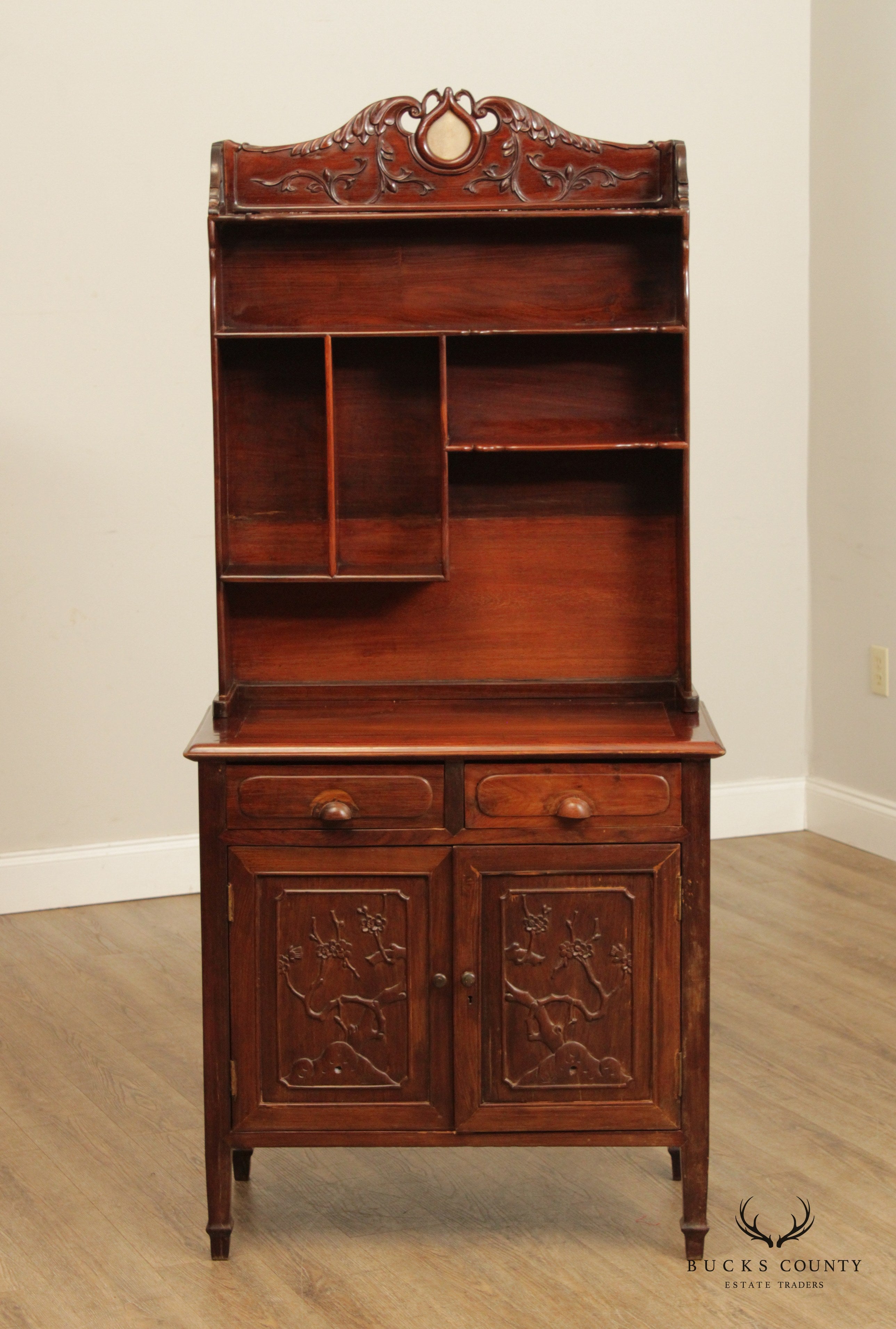 Antique Chinese Hardwood Etagere Cabinet