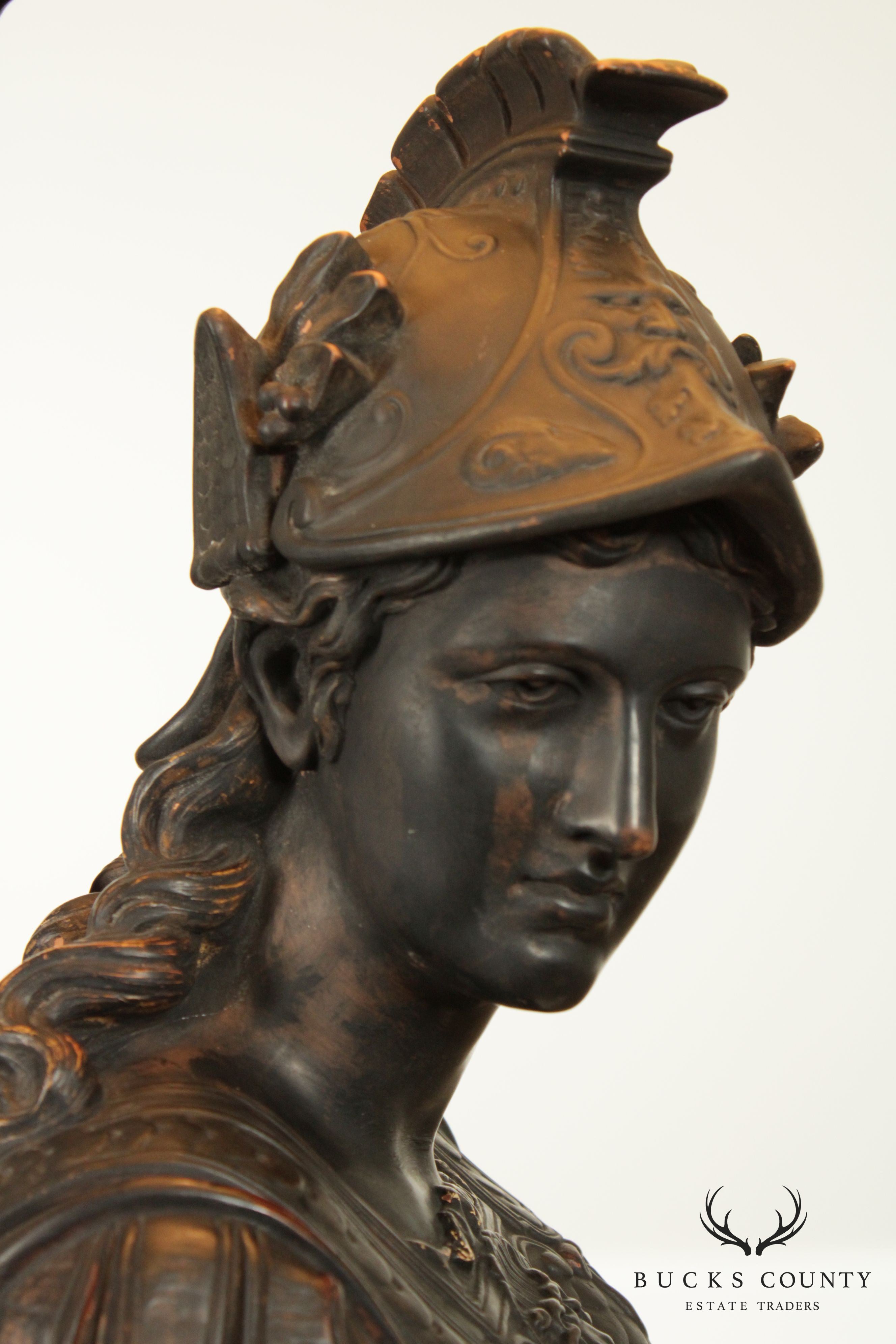 P. Ipsen Kjobenhavn Eneret Danish Terracotta Bust of Mercury Table Lamp