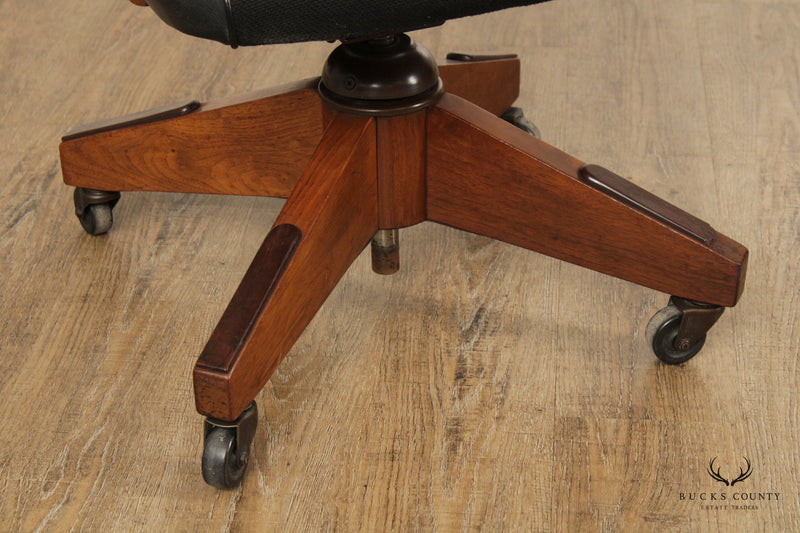 Taylor Chair Company Mid Century Walnut Swivel Desk Chair Bucks