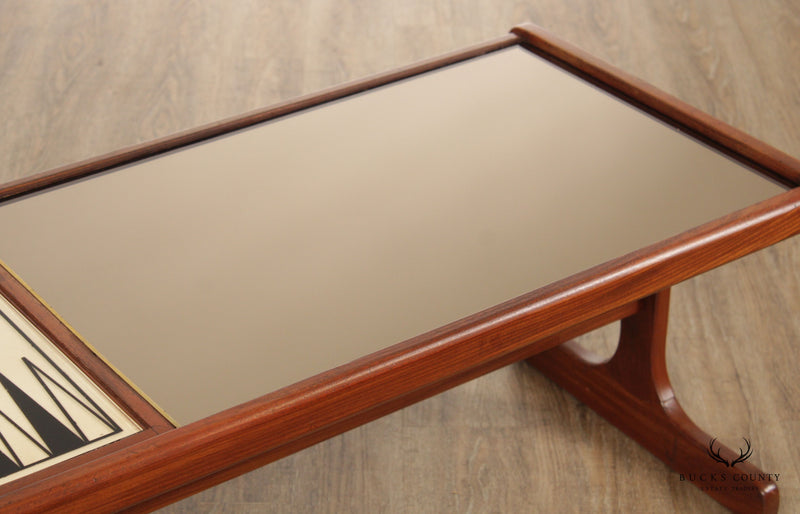 John Stuart Inc. Danish Modern Style Mirrored Backgammon Coffee Table