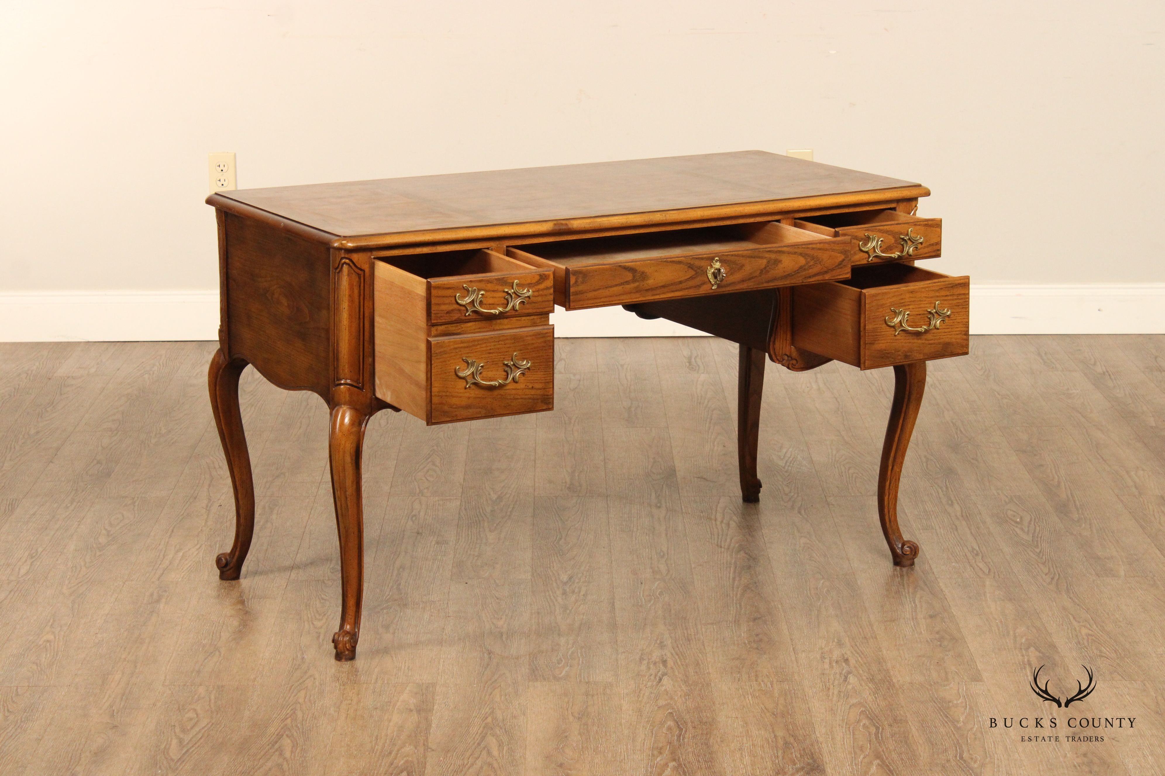 Baker Furniture French Louis XV Style Burl Wood Writing Desk